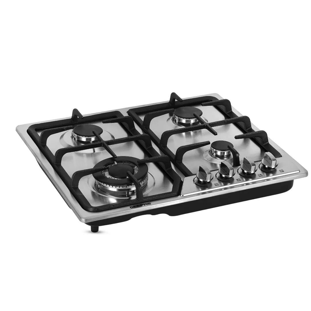 Geepas GGC31051FFD Built-in Stainless Steel Gas Hob | 4 High-Performance Burners | Auto Ignition System | Flame Failure Safety | Durable Design | 2 Years Warranty