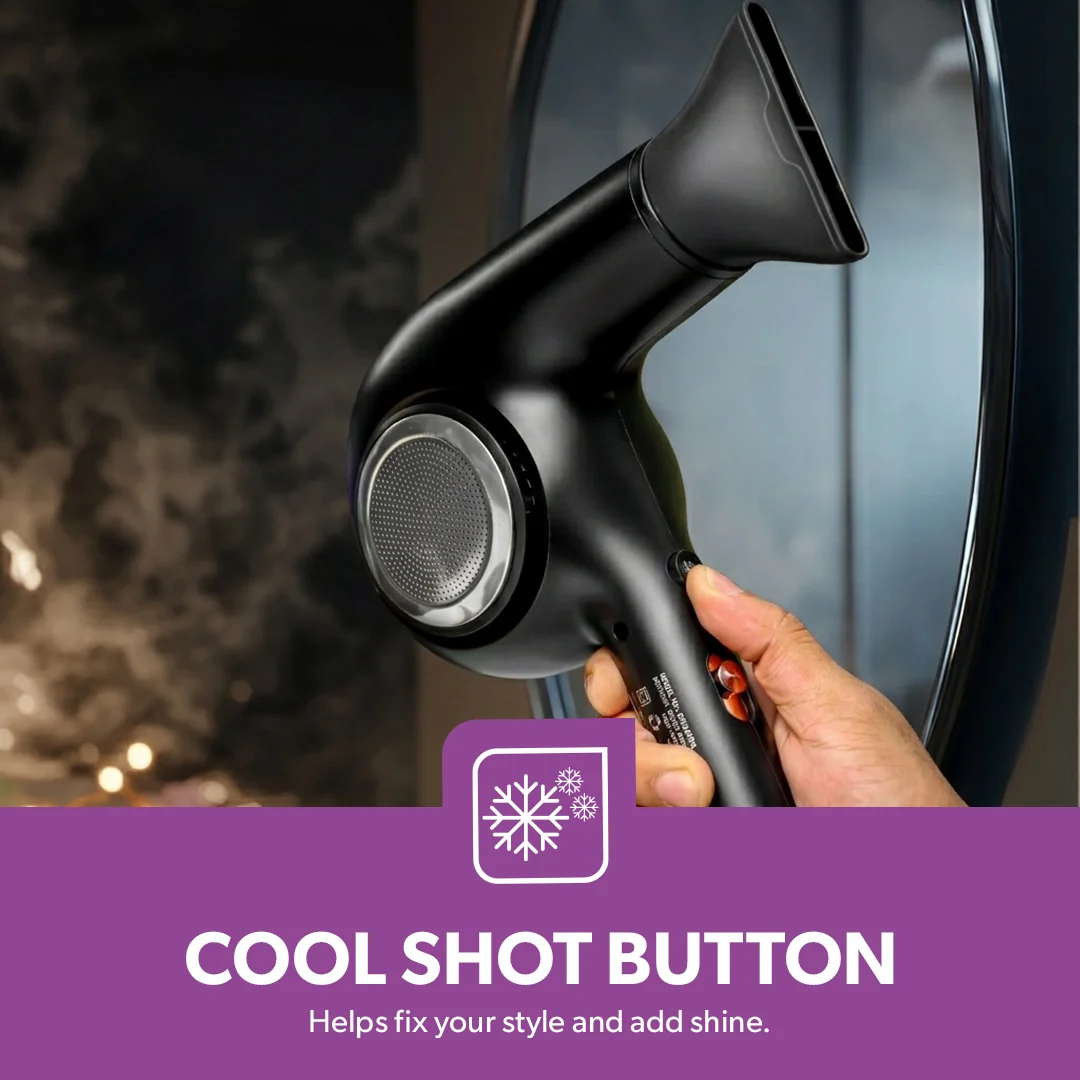 Geepas GH8645 1800W Hair Dryer| DC Motor, 3 Speed Settings and Cool Shot Function| Durable, Detachable Concentrator Nozzle, Professional Hair Drying & Styling| - Image 3