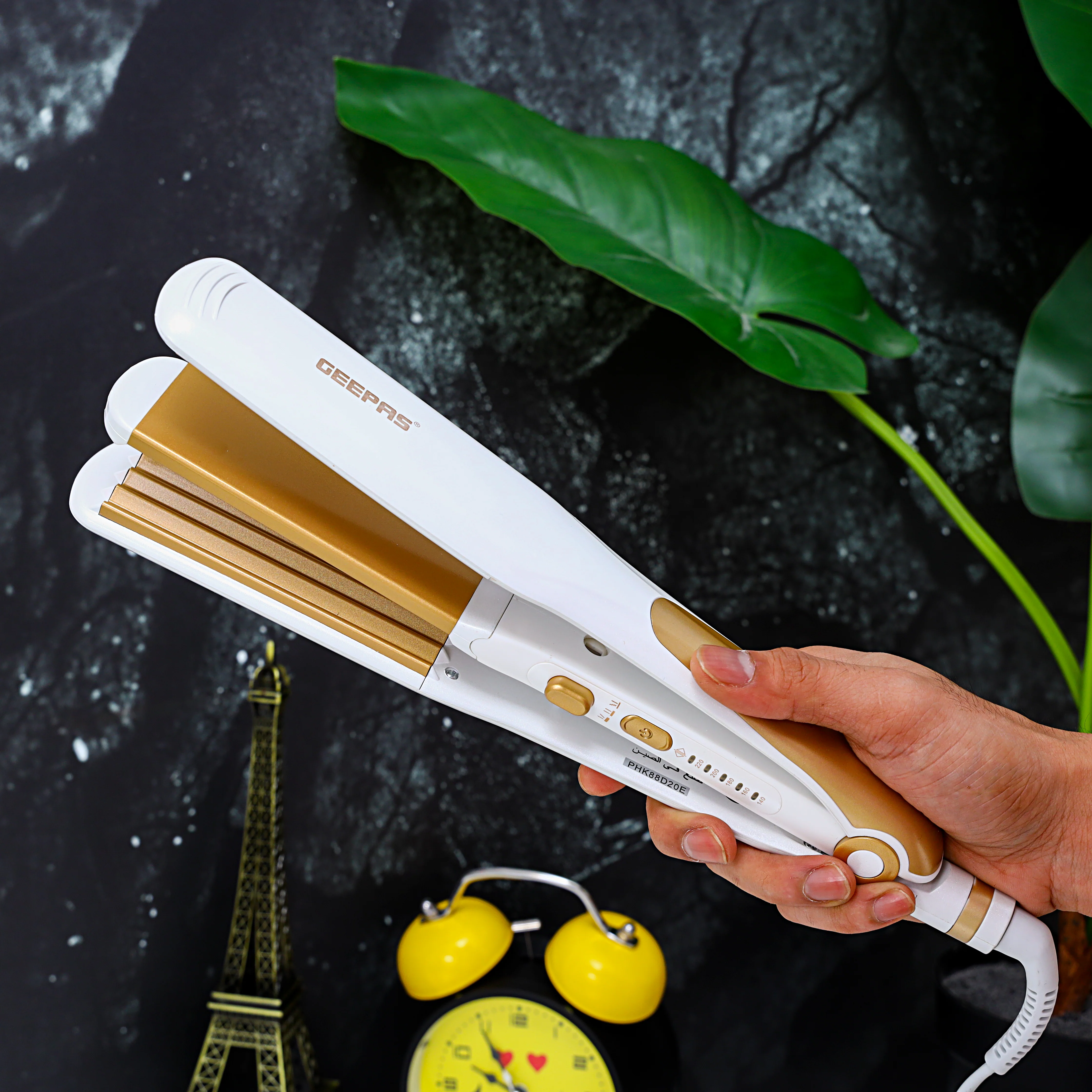 Geepas GH8688 2-in-1 Ceramic Hair Straightener| Straight & Wave Function, Adjustable Temperature Control| Durable, 360° Swivel Cord, Dual Function Styling Tool| - Image 3