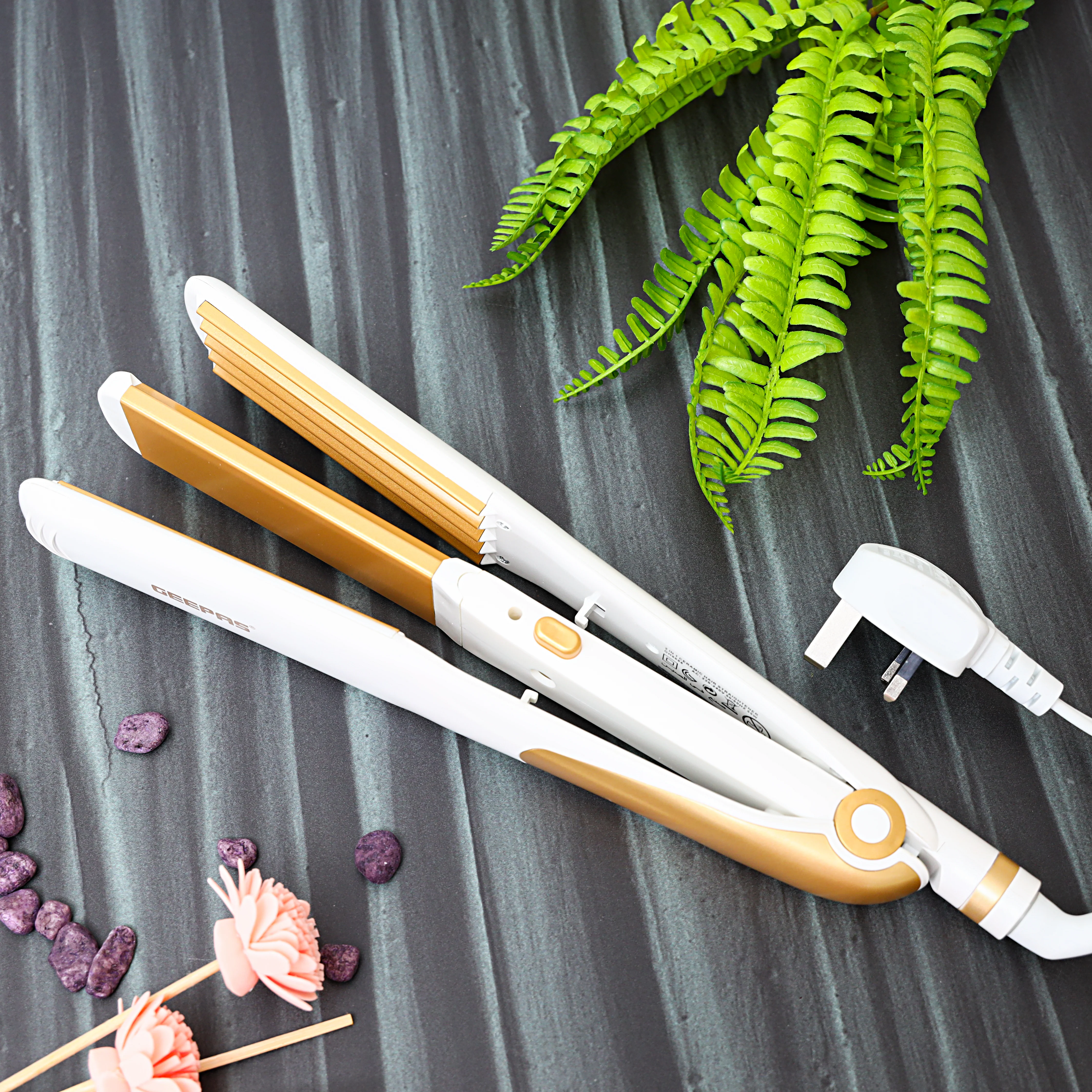 Geepas GH8688 2-in-1 Ceramic Hair Straightener| Straight & Wave Function, Adjustable Temperature Control| Durable, 360° Swivel Cord, Dual Function Styling Tool| - Image 4