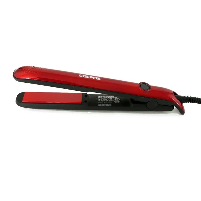 Geepas GH8722 Ceramic Hair Straightener | 210°C Max Temperature, Floating Plate & 360° Swivel Cord| Black & Red Design Durable & Professional Hair Styling Tool| - Image 4