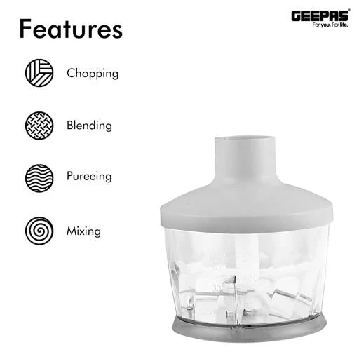Geepas GHB6144 Hand Blender 200W| 2-Speed Control, Stainless Steel Blade & Includes Chopper, Whisk & 600ml Beaker| Compact, Durable Build & Easy-to Daily Use | - Image 5