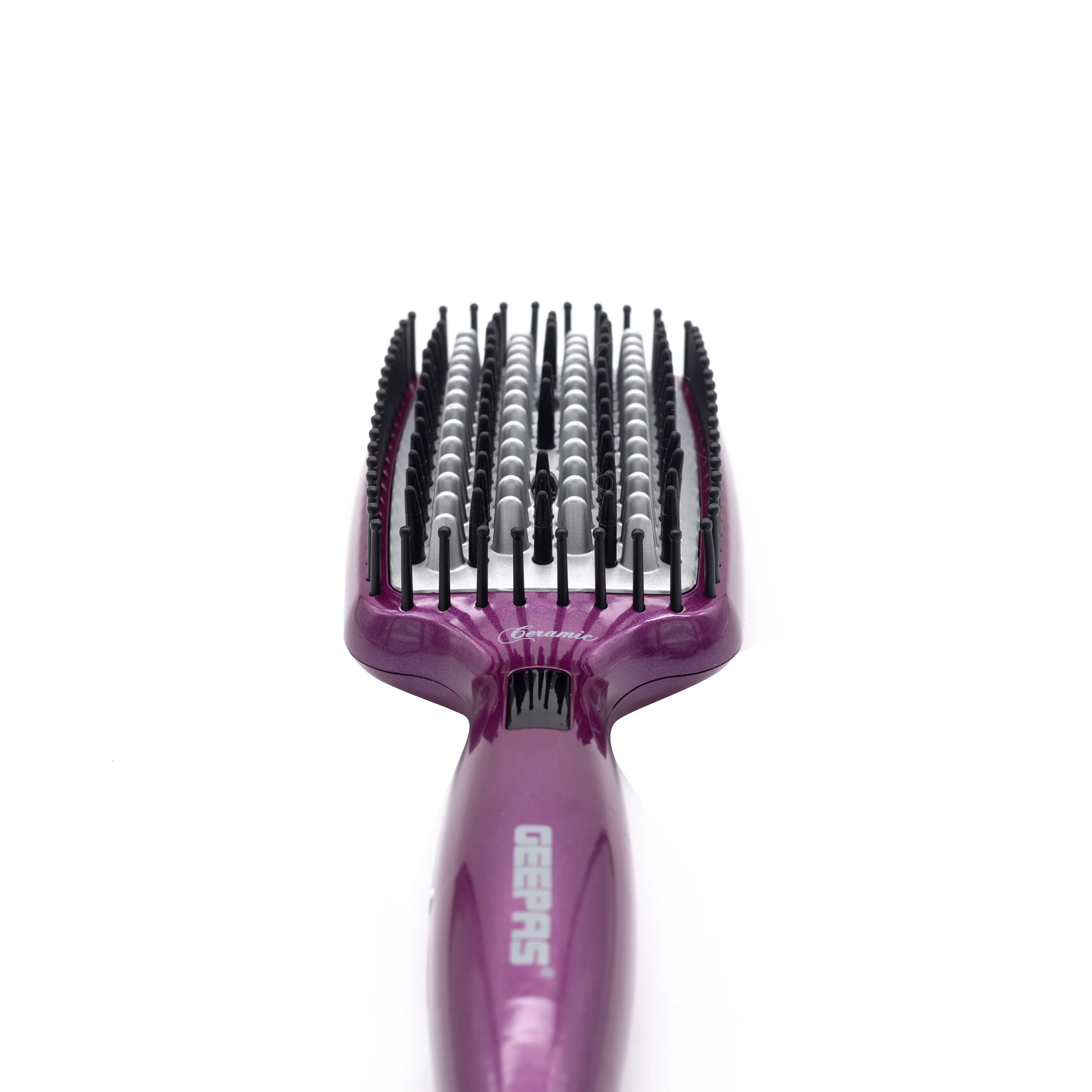 Geepas GHBS86012 Ceramic Hairbrush | Digital Temperature Control, LCD Display with PTC Heating| Durable Build, 230°C Max Heat, Instant Heat-Up & Smooth Styling| - Image 3