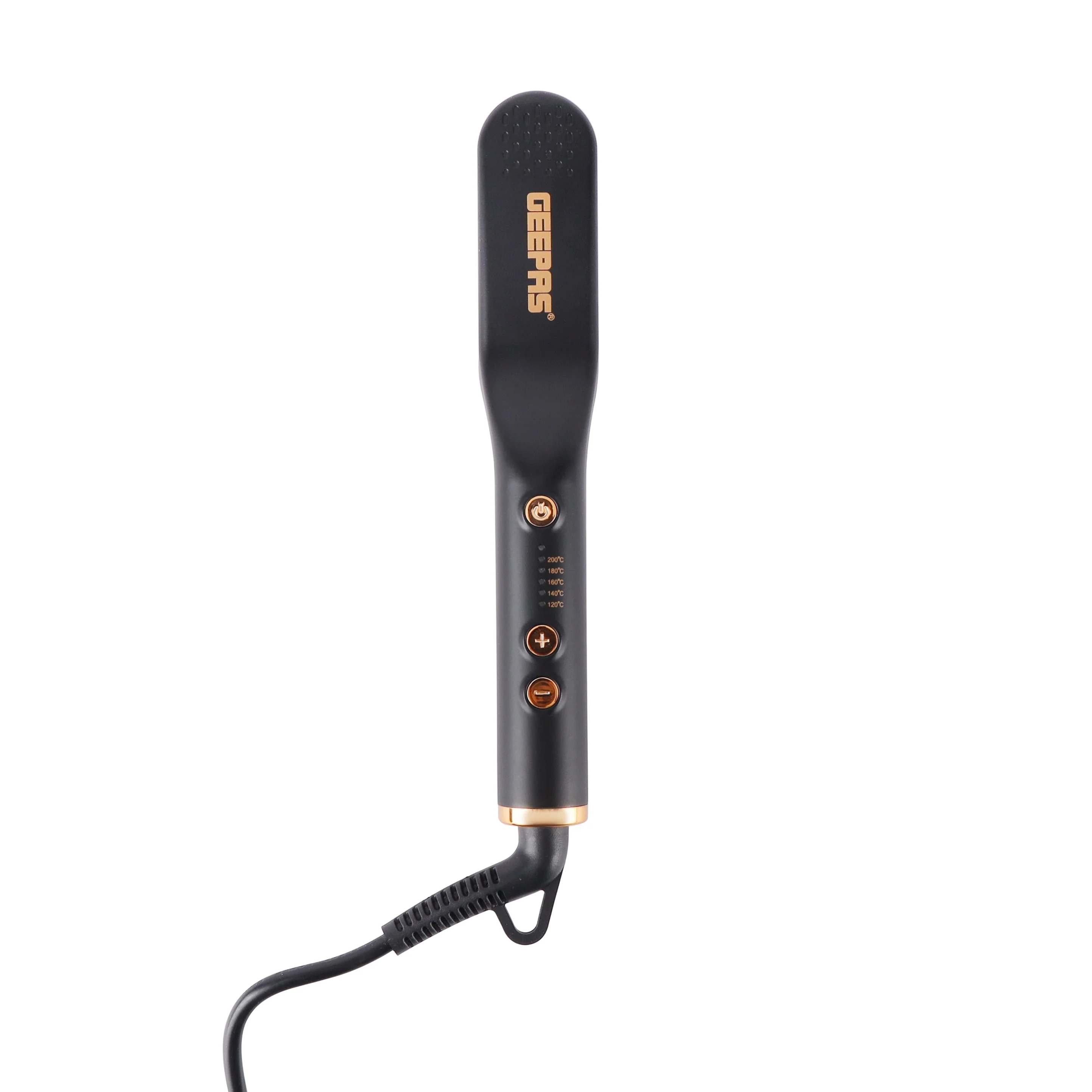 Geepas GHBS86066 Hair Straightening Brush | Beard & Hair Styler with LED Indicator| 360° Swivel Cord| Adjustable Temperature 120–200°C| Hang Loop | 2-Year Warranty - Image 3