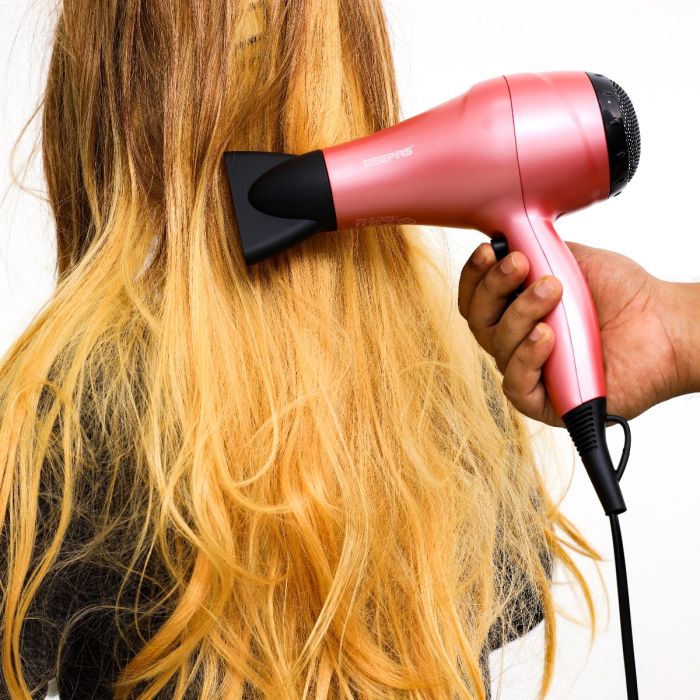 Geepas GHF86054 4-in-1 Hair Dryer, 2-in-1 Hair Straightener & Curler| Round Brush, EVA Carry Bag & 2000W| Ceramic Coating Plates, PTC Heater & 360° Swivel Cord| - Image 4