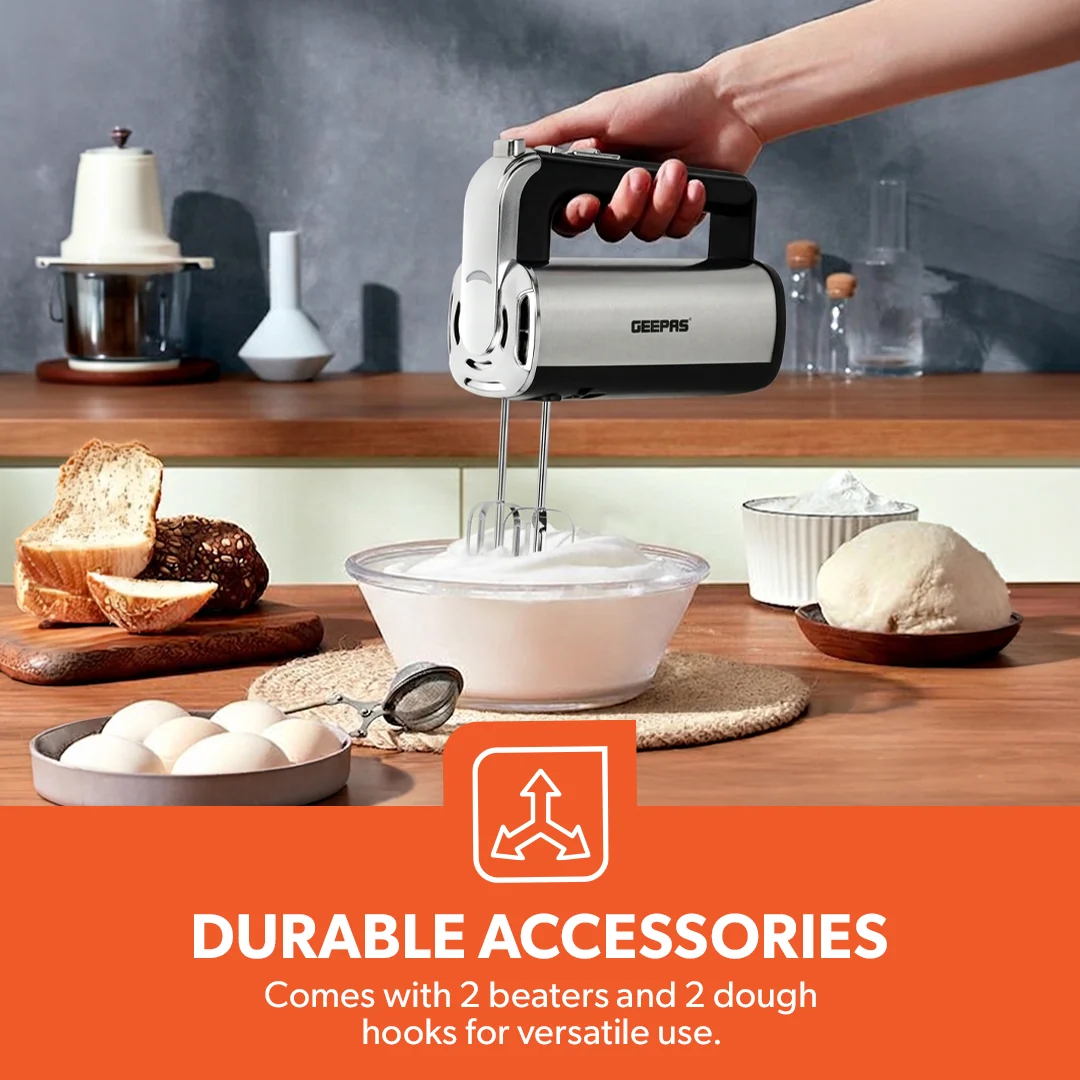 Geepas GHM2001 Hand Mixer | 400W Powerful Electric Hand Mixer, 5 Speed Control and Turbo Function| Stainless Steel Beaters, Lightweight Design and Easy to Use| - Image 7