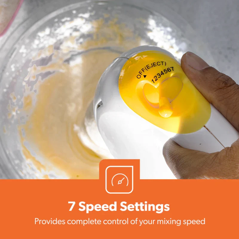Geepas GHM43012 Hand Mixer | 150W Hand Mixer, 7 Speed Settings, Durable and Turbo Function| Stainless Steel Beaters, Lightweight Design, Easy to Use and Clean| - Image 5