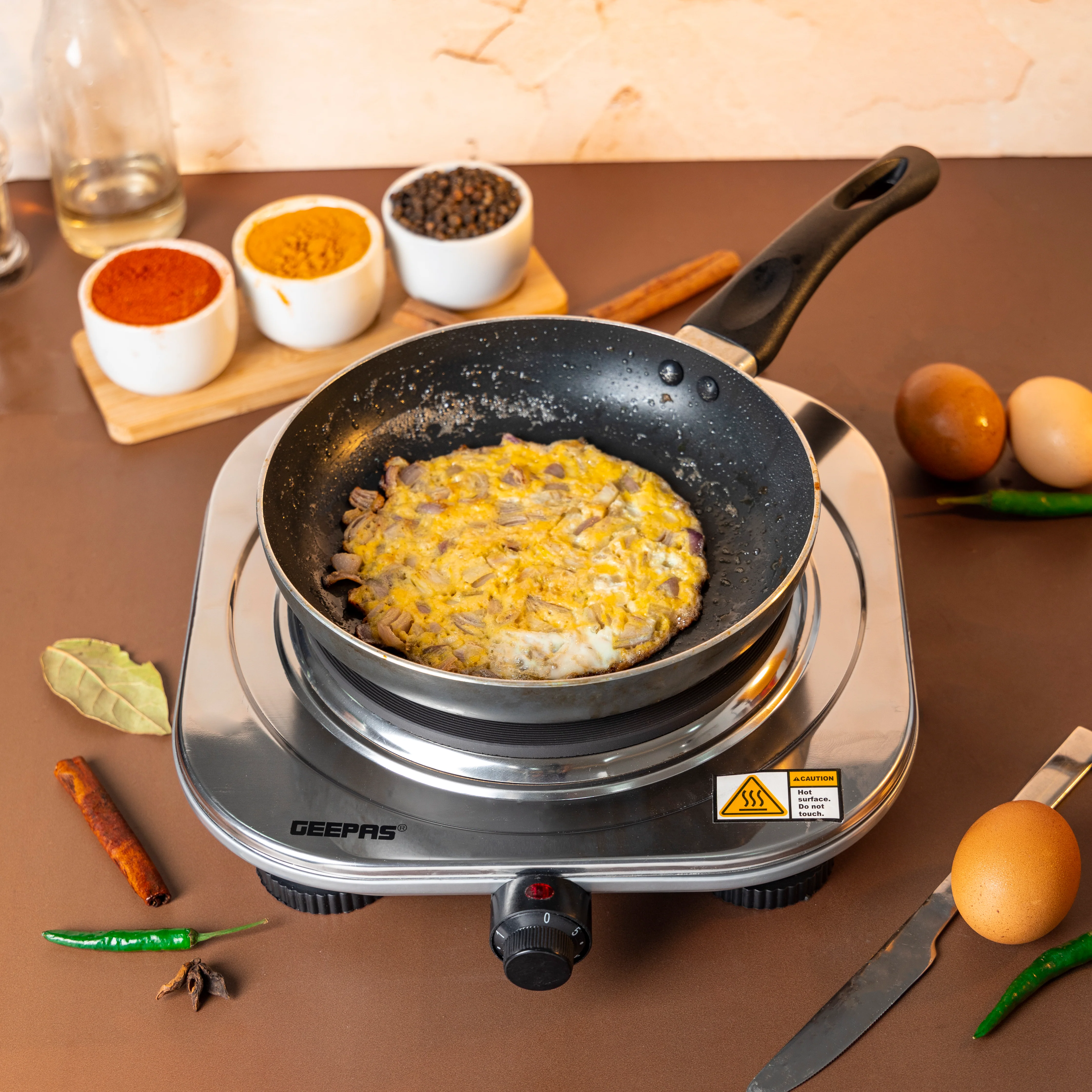 Geepas GHP32023 Stainless Steel Hot Plate| 1500W Powerful Heating and 185mm Solid Plate| Adjustable Temperature, Auto Thermostat Function & Overheat Protection| - Image 4