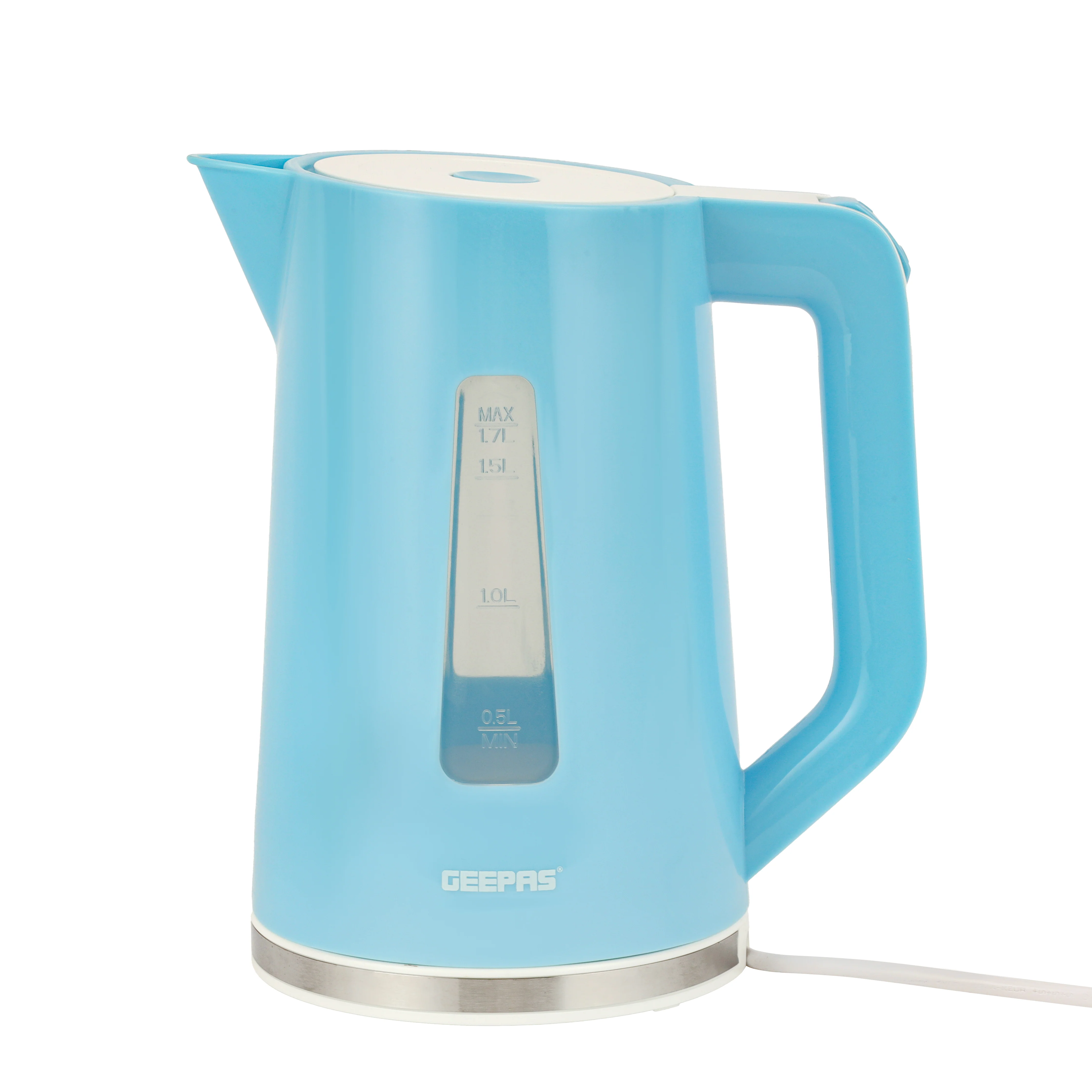 Geepas GK5449 Electric Kettle 1.7L | Transparent Water Gauge, 360° Rotating Base & Fast Boiling| Durable Build, Stainless Steel Heating Element, Auto Shut-Off|