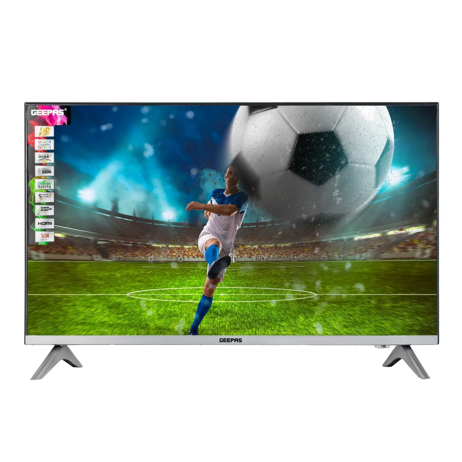 Geepas GLED3201EHD 32-Inch HD Ready LED TV | Frameless Design with Mat Silver Finish| HQ Sound | HDMI & USB Connectivity | 176° Wide Viewing Angle | Slim Design