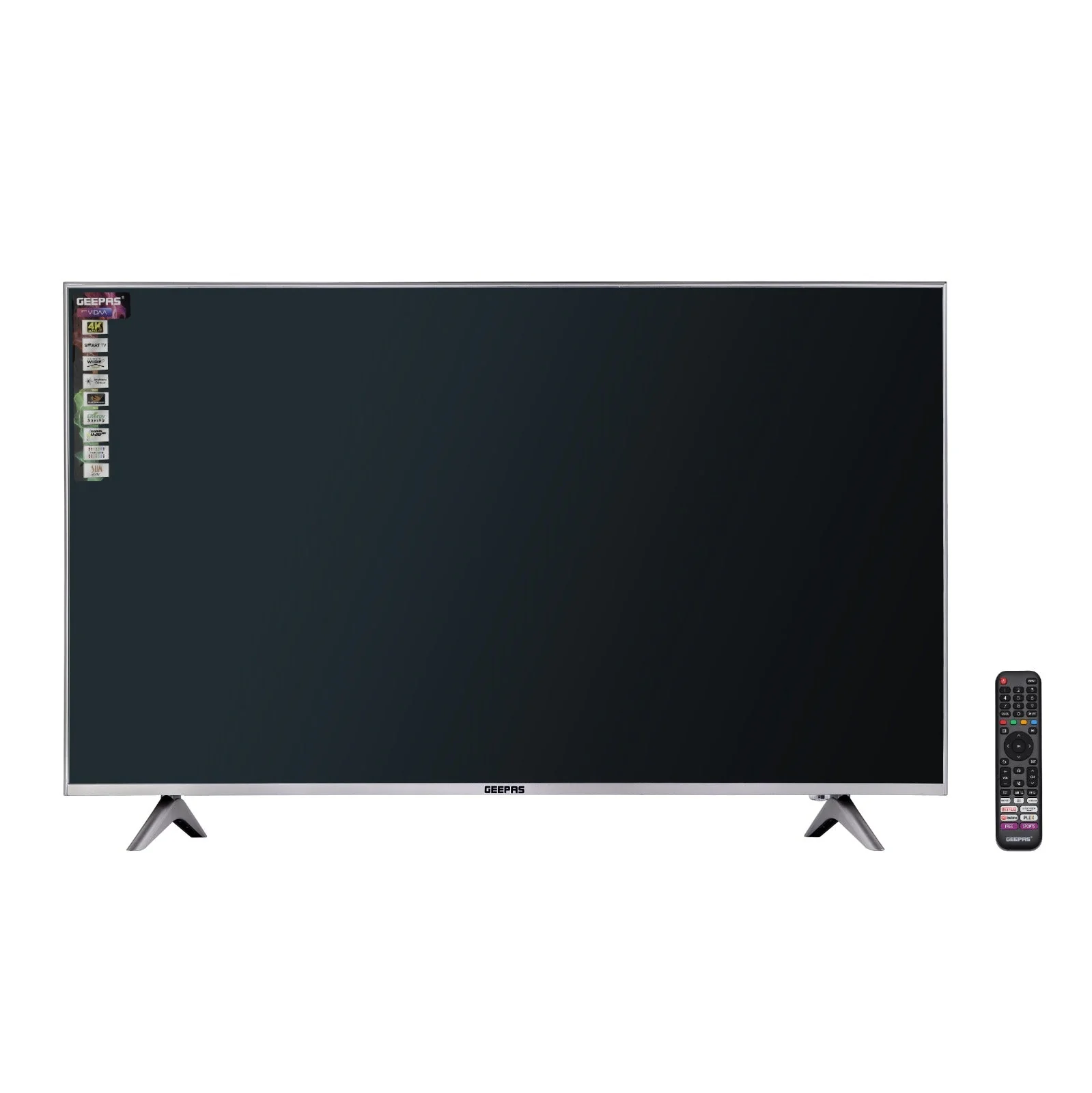 Geepas GLED5009SVUHD 50” 4K UHD Smart LED TV | Frameless Design, VIDAA OS and Dolby Digital Audio| 3 HDMI, USB, Bluetooth, Screen Sharing and Built-in Receiver|