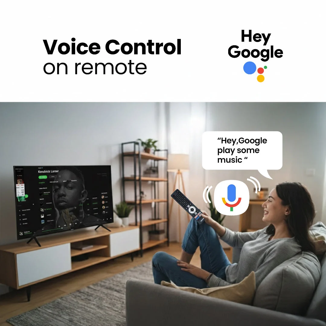 Geepas GLED7535GTQLD 75” 4K Ultra HD QLED Smart TV| Google Tv, Dolby Audio, HDR & Built-in Chromecast| Durable, Voice Remote, 3 HDMI, 2 USB, WiFi & Bluetooth| - Image 6