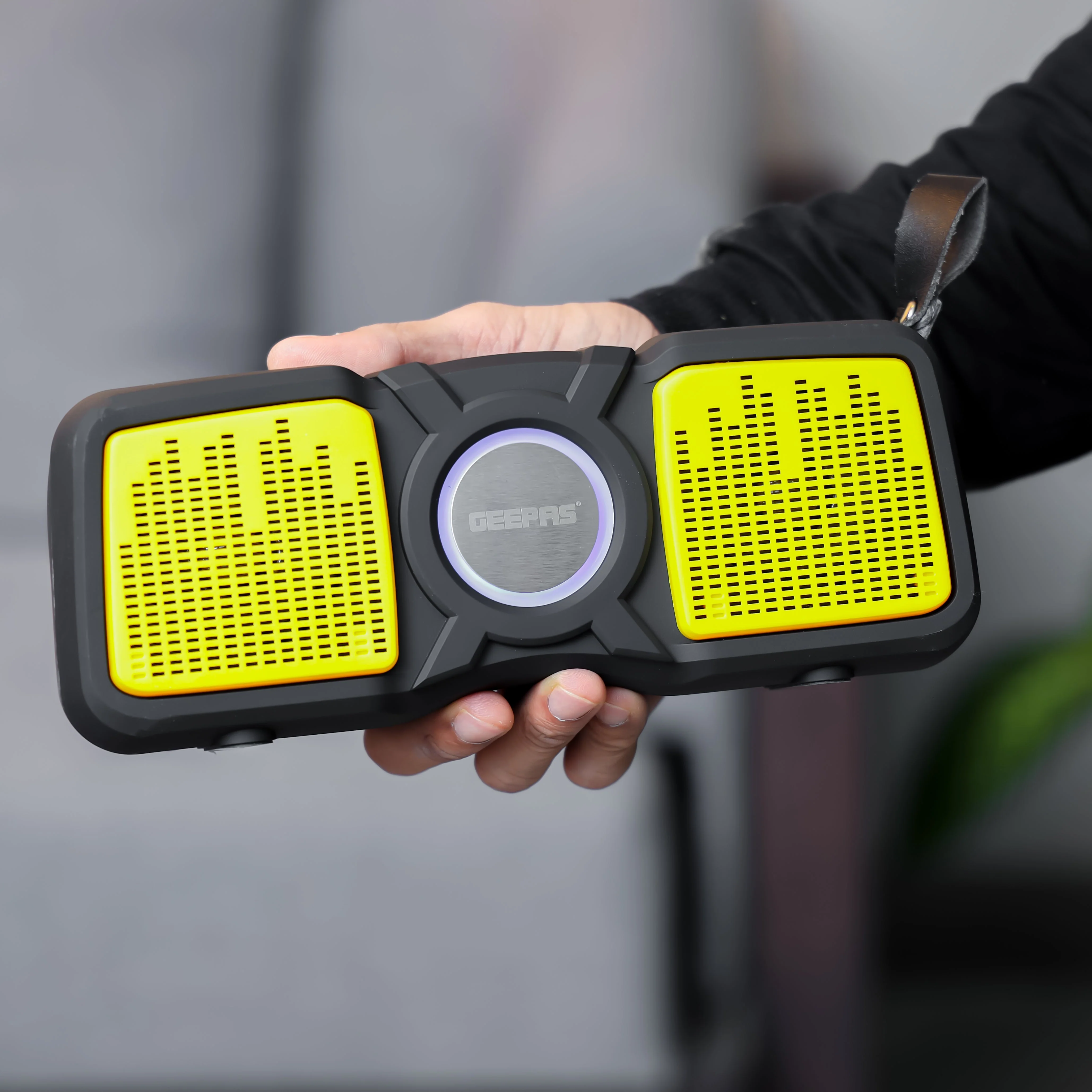 Geepas GMS11183 Rechargeable Bluetooth Speaker | TWS Connection, USB/TF/FM/AUX Input & 1200mAh Built-in Battery| Durable, Pulse LED Light & Hands-Free Calling| - Image 3