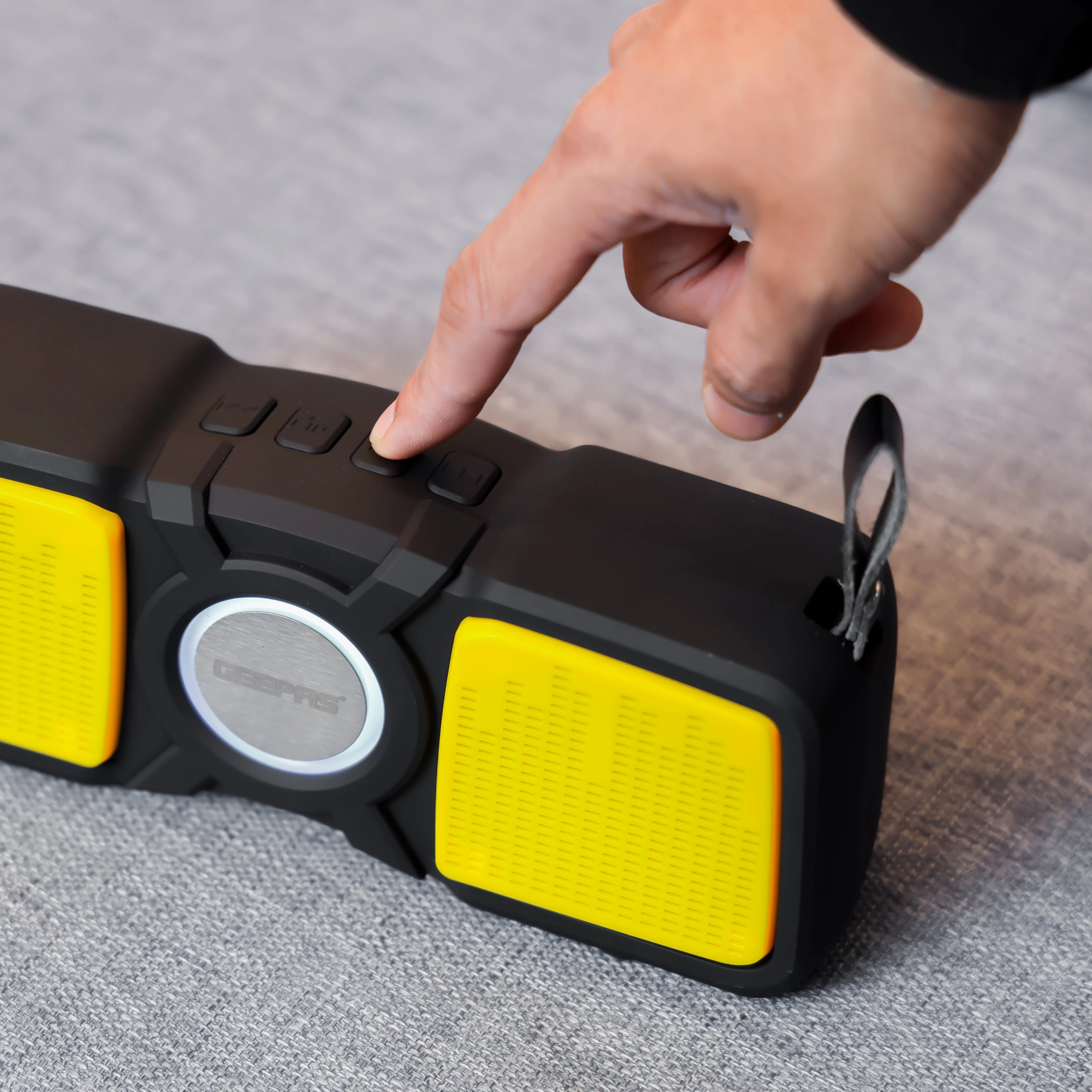 Geepas GMS11183 Rechargeable Bluetooth Speaker | TWS Connection, USB/TF/FM/AUX Input & 1200mAh Built-in Battery| Durable, Pulse LED Light & Hands-Free Calling| - Image 5