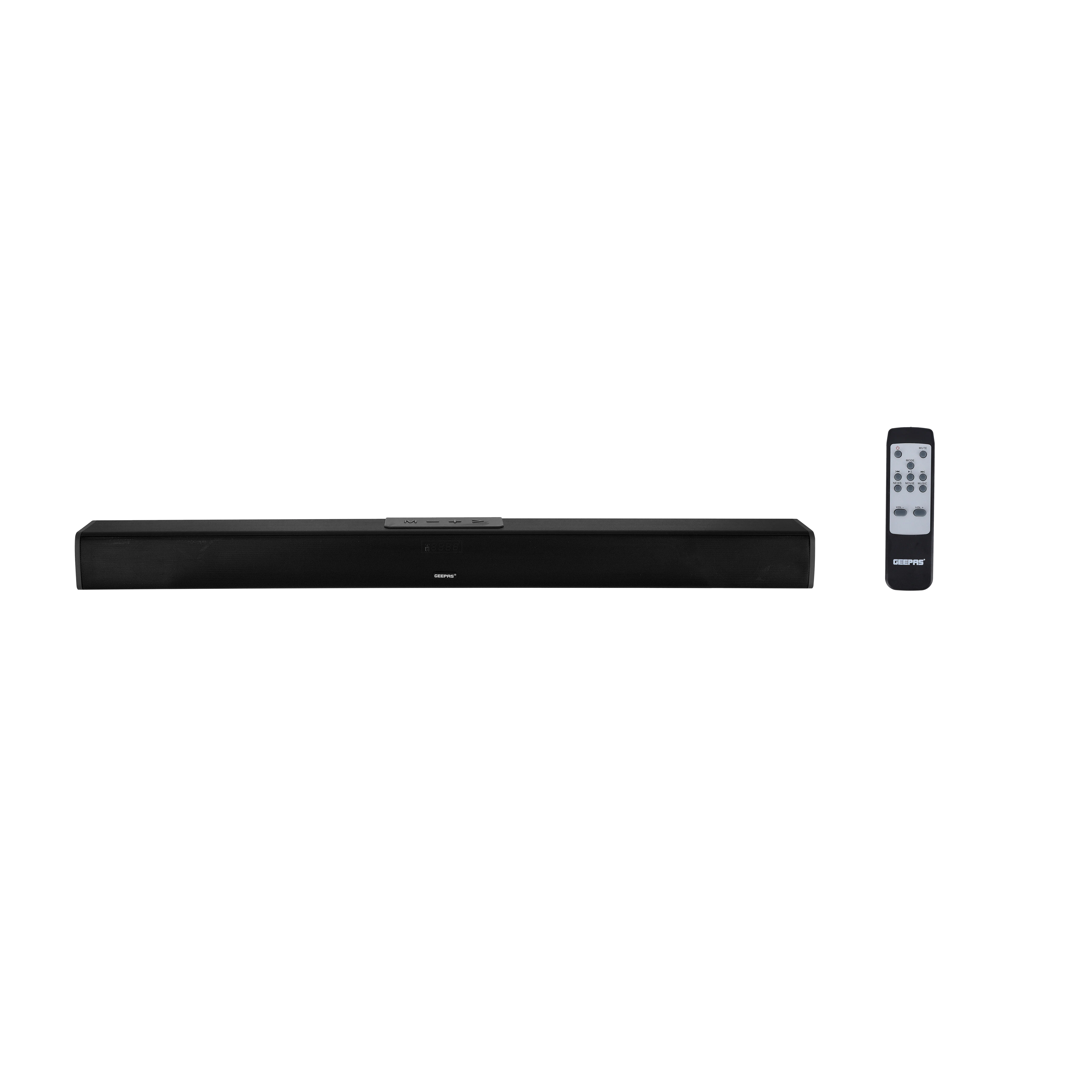 Geepas GMS11185 Bluetooth Soundbar Speaker| Features built-in subwoofer, immersive 3D surround sound, HDMI, Optical, AUX & Bluetooth connectivity, LED display|
