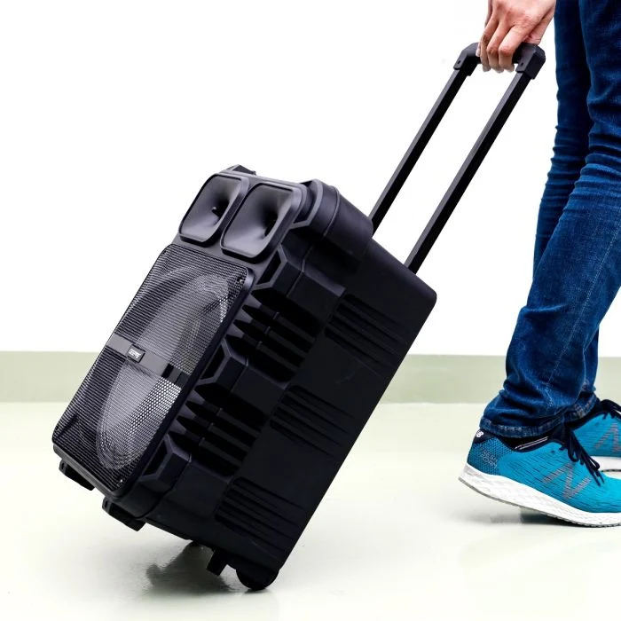 Geepas GMS11190 Rechargeable Trolley Speaker | Powerful 12” Woofer, Durable Build & Wireless Microphone| Bluetooth, USB/TF Card, FM Radio & 35000W PMPO Output| - Image 3