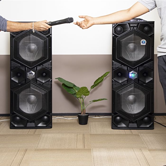 Geepas GMS8569 Professional Active Speaker System | Bluetooth, USB/SD Input, FM Stereo Radio & Wireless Microphone| 6-Band Equalizer & 80000W PMPO Power Output| - Image 3
