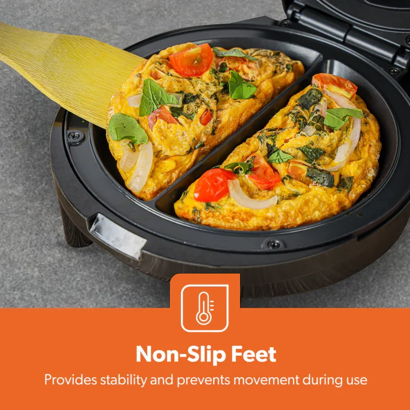Geepas GOM36535UK Omelette Maker| Non-Stick 185mm Plate, 1000W Power, Green & Red Indicator Lights| Durable Build, Automatic Temperature Control & Anti-Slip Feet| - Image 3