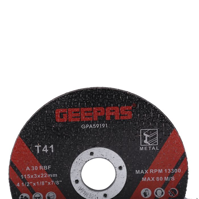Geepas GPA59191 Metal Cutting Disc| 115mm diameter, 3mm thickness with 22.2mm bore size| fits 4.5-inch angle grinders for metal cutting & Compact, Durable Build| - Image 3