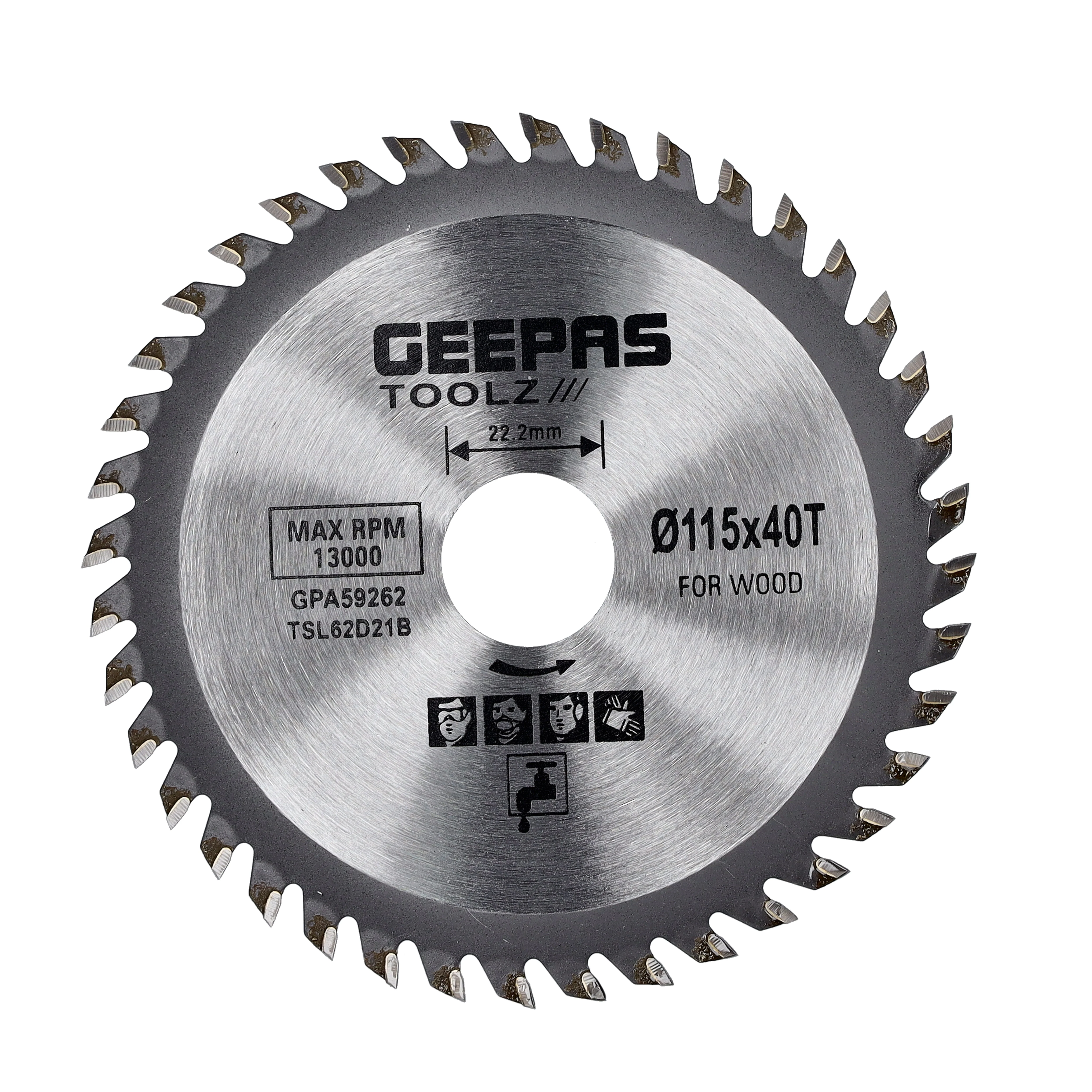Geepas GPA59262 Wood Cutting Saw Blade| 115mm x 22.2mm with 40 Teeth 7 13000 RPM High-Speed Performance| Durable, Precision Cutting for Woodworking & Carpentry| - Image 2