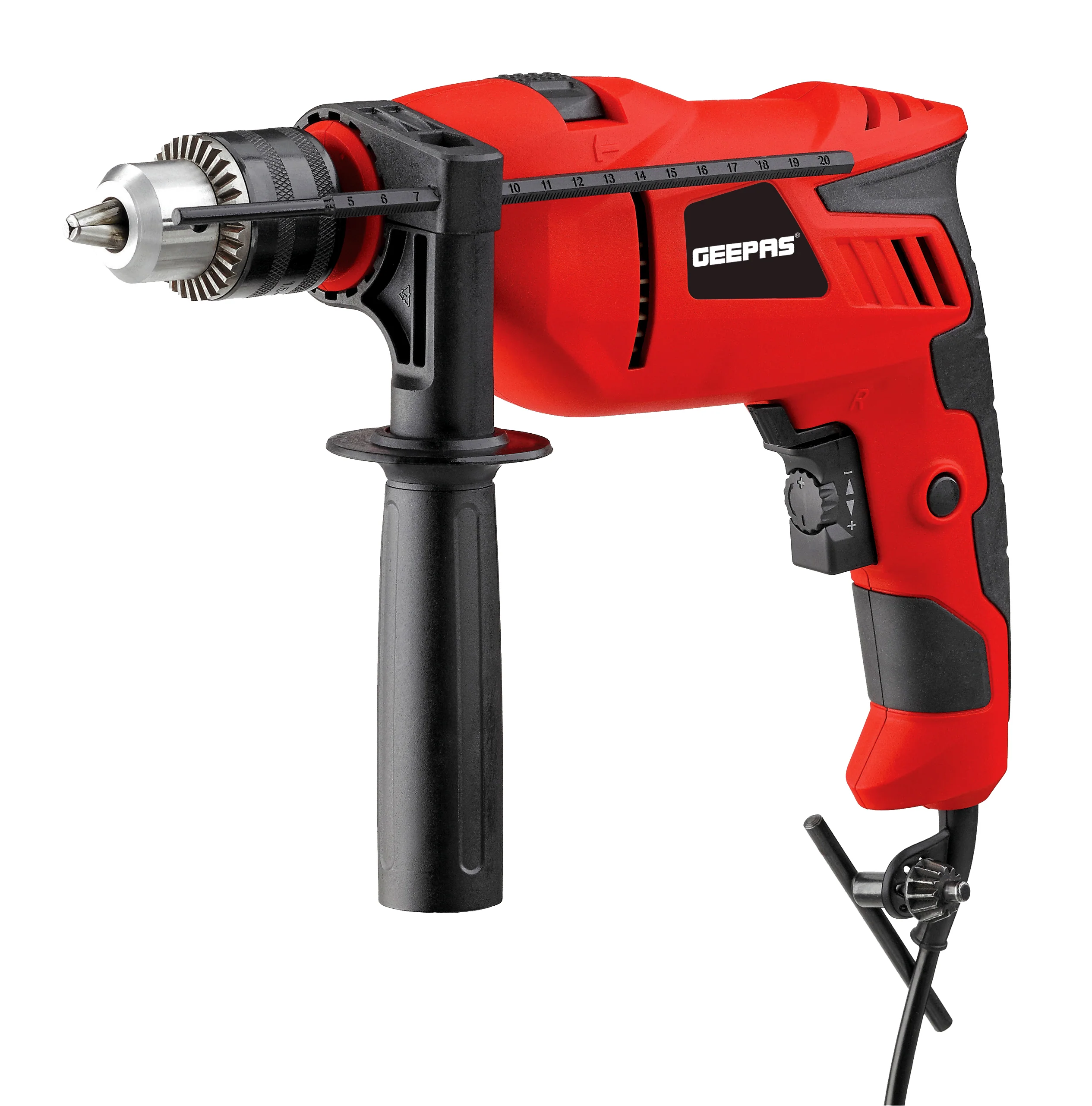 Geepas GPD0750 750W 13mm Percussion Drill| Variable Speed 0-2800 RPM, 42000 BPM Impact Rate & Heavy Duty Chuck| Auxiliary Side Handle & Multi-Material Drilling|
