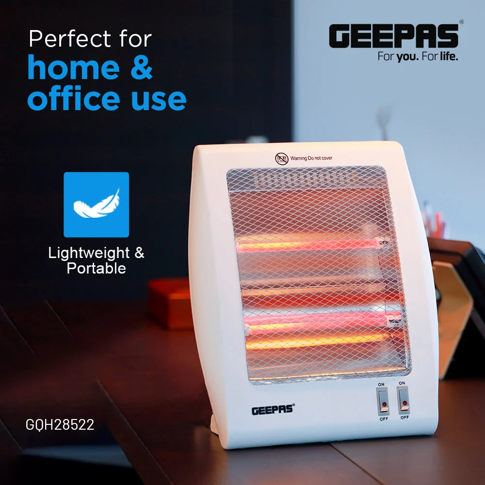 Geepas GQH28522 Quartz Heater| 400W/800W Instant Heating with Quartz Tubes & 2 Heat Settings| Durable, Automatic Tip-Over Safety Protection & Energy Efficient| - Image 5