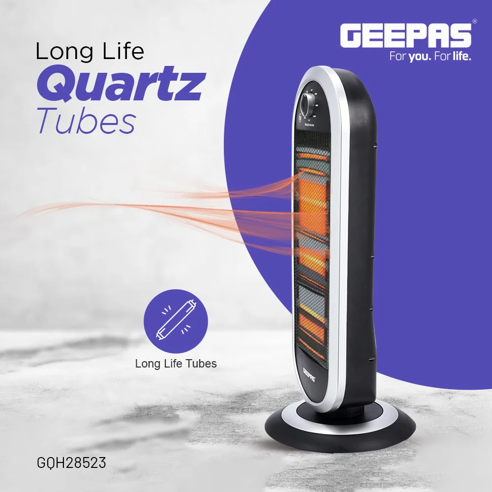 Geepas GQH28523 Quartz Heater| 400W/800W/1200W Instant Heating & Adjustable Thermostat| Durable, Wide-Angle Oscillation, Tip-Over Protection & Cool Touch Body| - Image 4