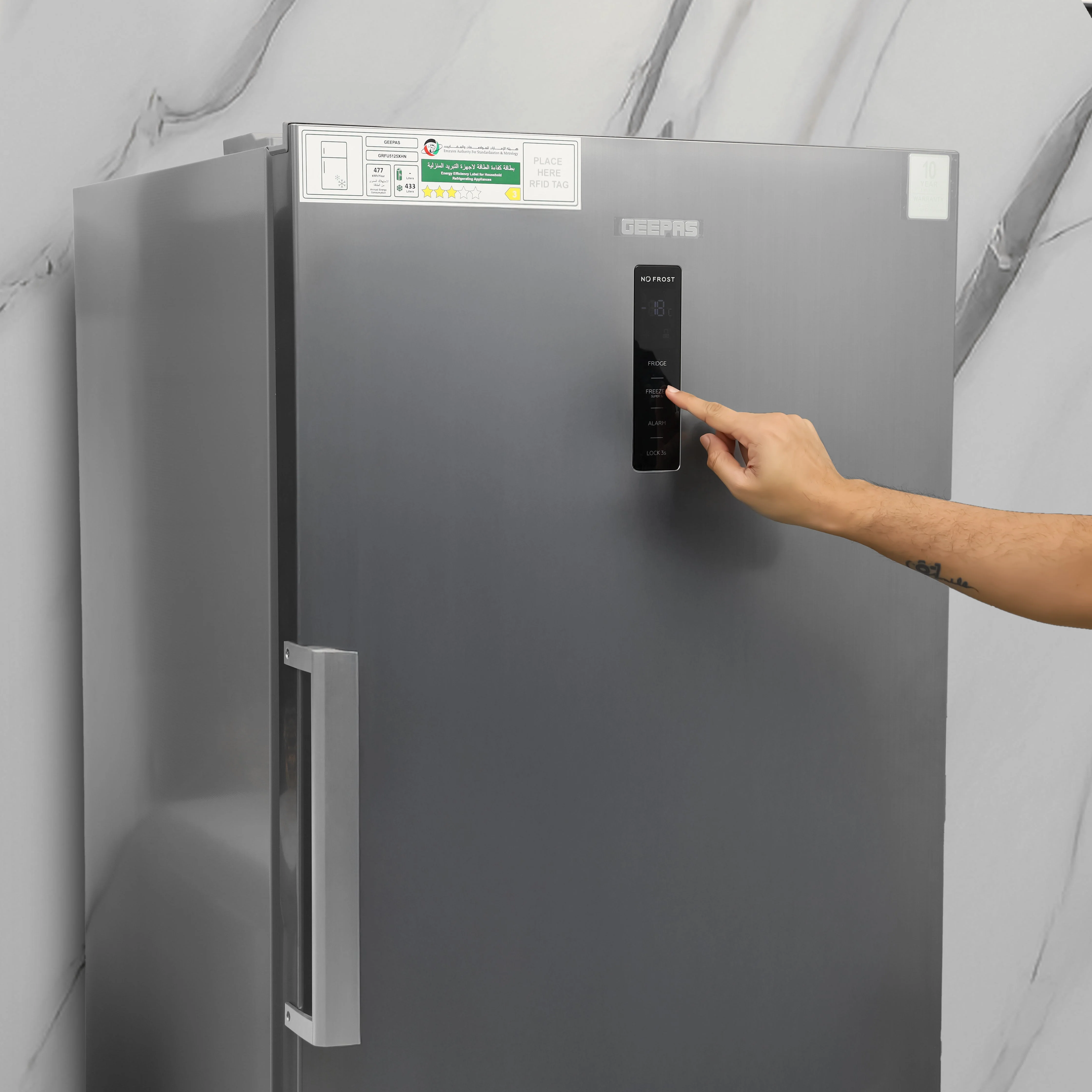 Geepas GRFU5125XHN 500L No Frost Convertible Upright Freezer with inverter compressor, LED display. Perfect for large storage needs with energy-efficient performance - Image 4