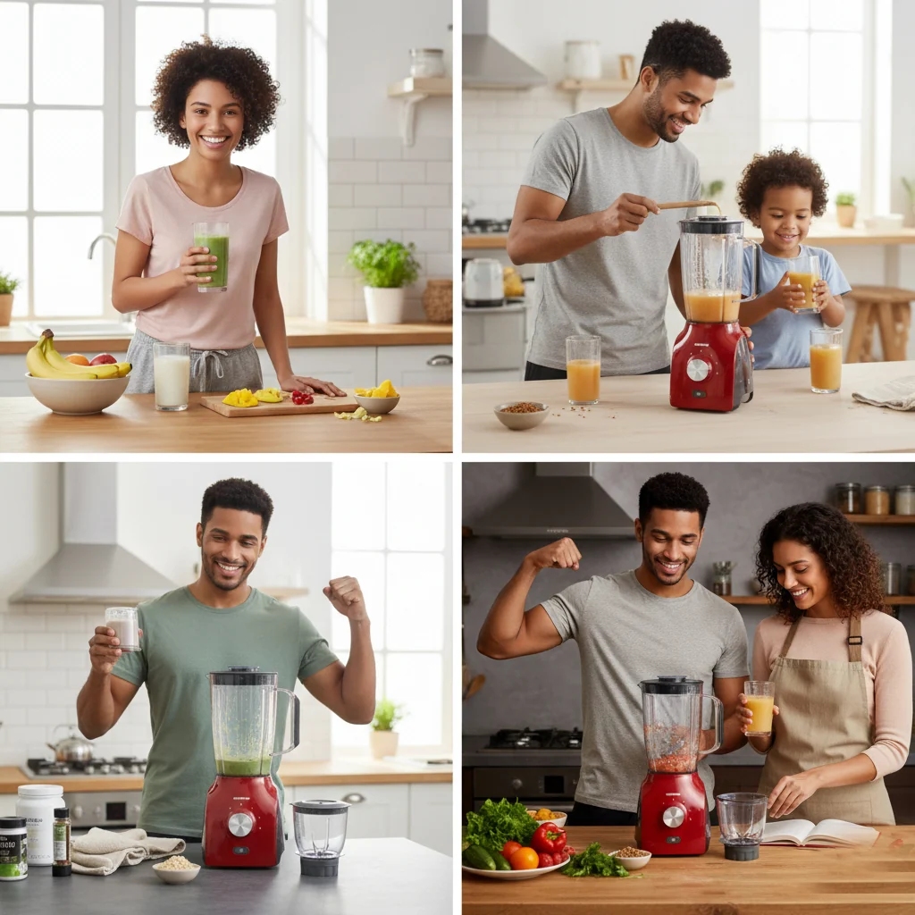 Geepas GSB44034 3-in-1 Blender| 600 W, Powerful Motor with 3 Speed Setting and Pulse| Transparent Jars with Stainless Steel Blade, Grinder & Chopper Attachment| - Image 2