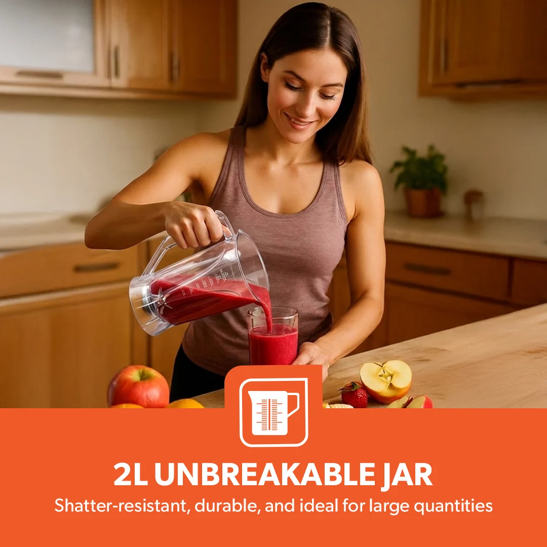 Geepas GSB44037 2000W High-Power Blender | 2L Unbreakable Jar| 16 Speed Control with Pulse| Stainless Steel Blade for Smoothies, Ice Crushing & Daily Food Preparation - Image 4