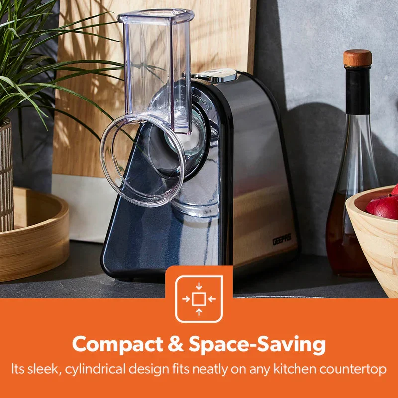 Geepas GSM63022UK 4-in-1 Salad Maker| 200W Powerful Motor, Durable & 4 Stainless Steel Cones| for Effortless Slicing Shredding, Grating, Grinding & Easy to Use| - Image 4