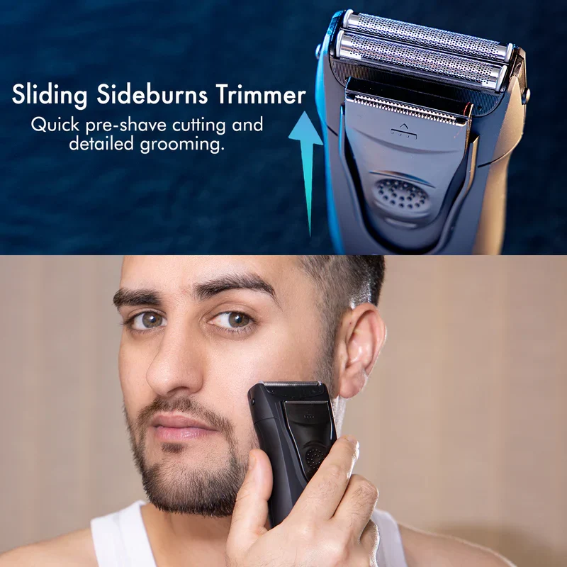 Geepas GSR8707 Rechargeable Men’s Shaver| features double-head reciprocating blades with titanium mesh foil| Durable, high-speed motor & 30-minute cordless use| - Image 3