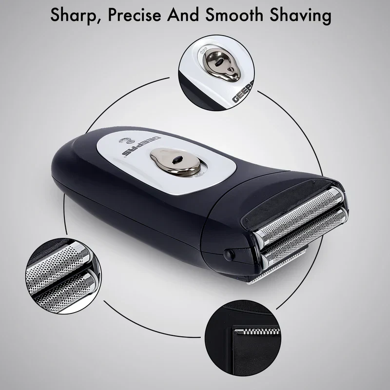 Geepas GSR8707 Rechargeable Men’s Shaver| features double-head reciprocating blades with titanium mesh foil| Durable, high-speed motor & 30-minute cordless use| - Image 5