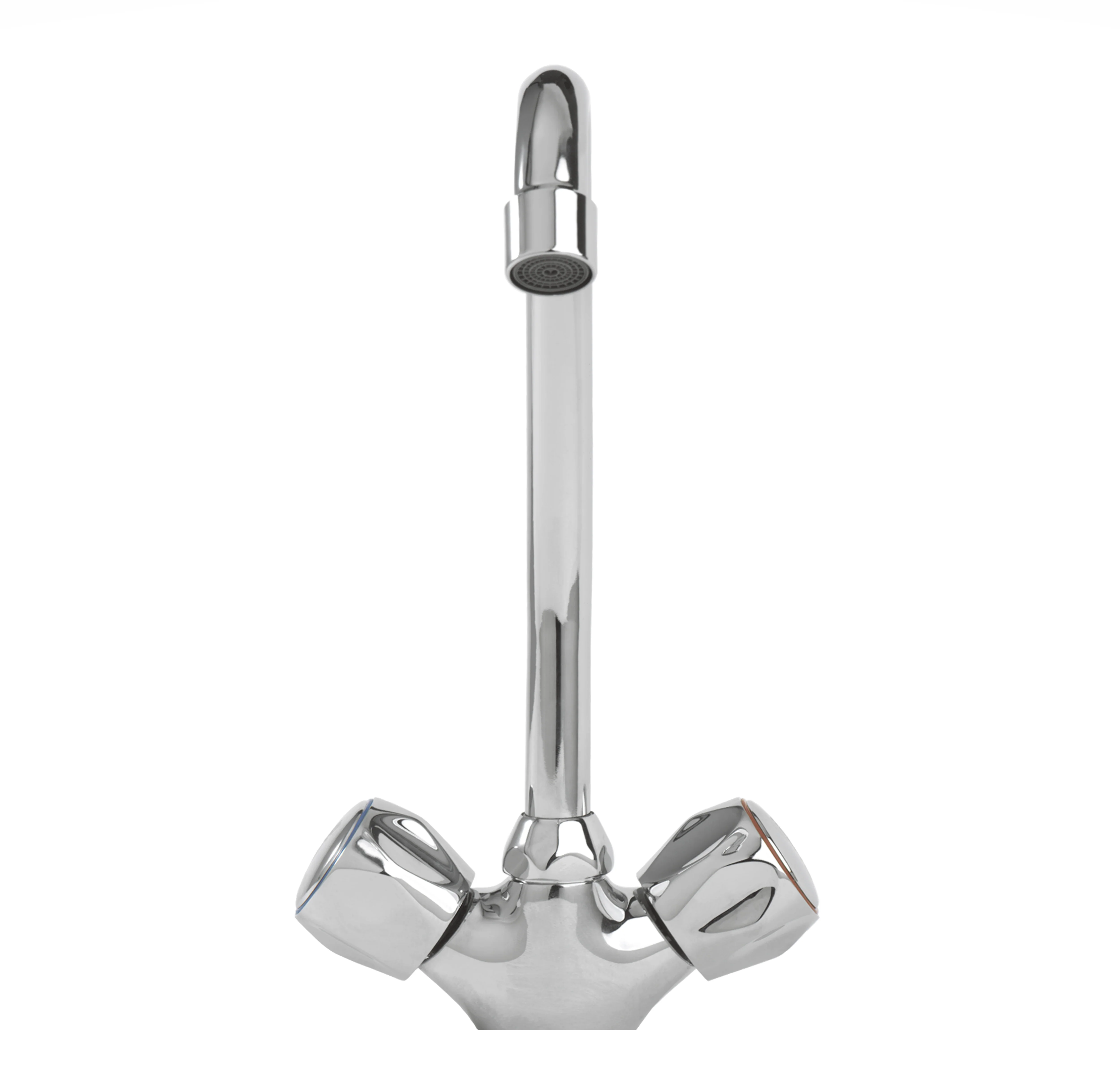 Geepas GSW61024 Dual Handle Sink Mixer | solid brass construction, chrome finish and ceramic brass cartridge| swivel spout design and wall-mounted installation| - Image 3