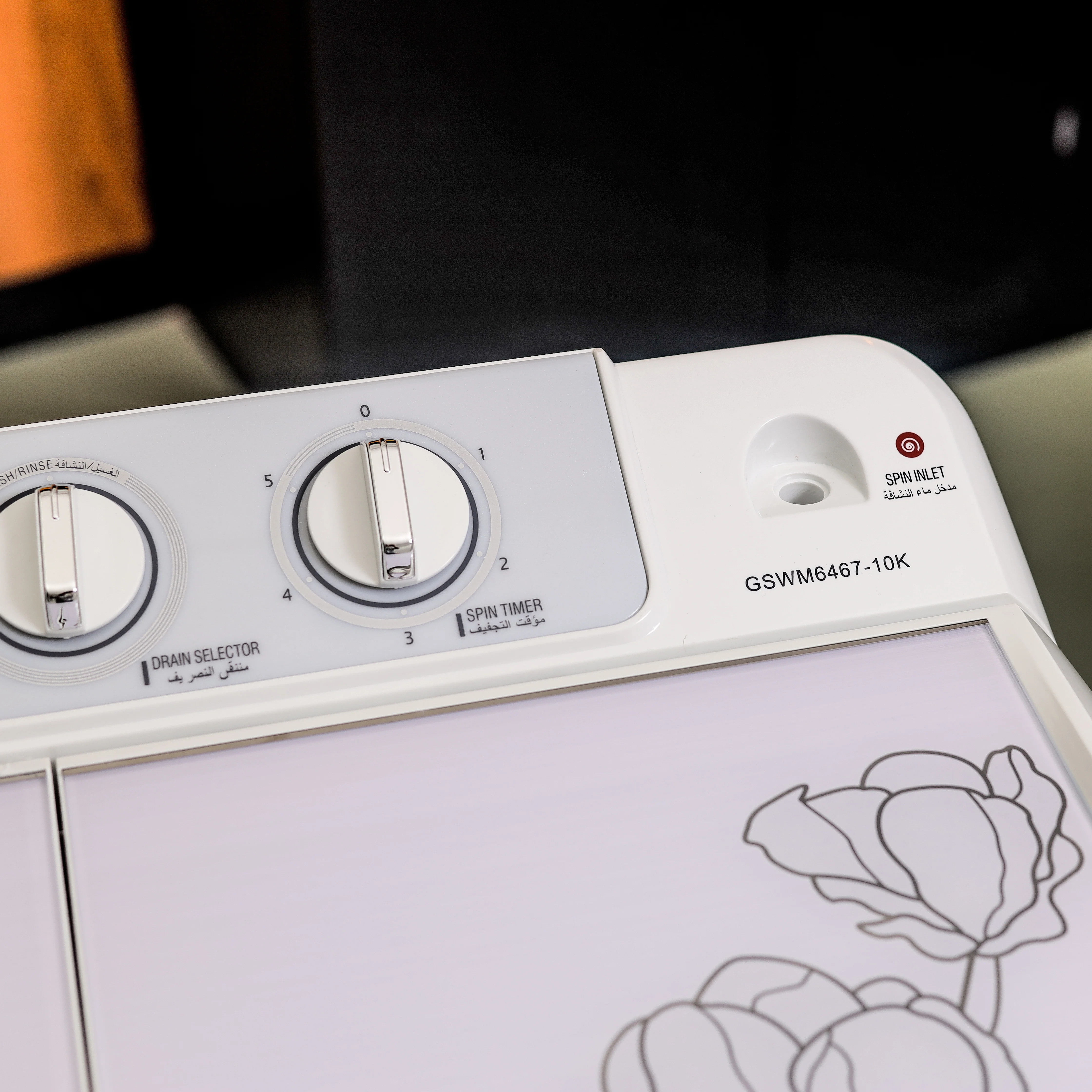 Geepas GSWM6467 9.2Kg Semi-Automatic Washing Machine| features a tempered glass lid and low-noise motor| Low Noise Motor, 7kg spin capacity & 610W power output| - Image 5