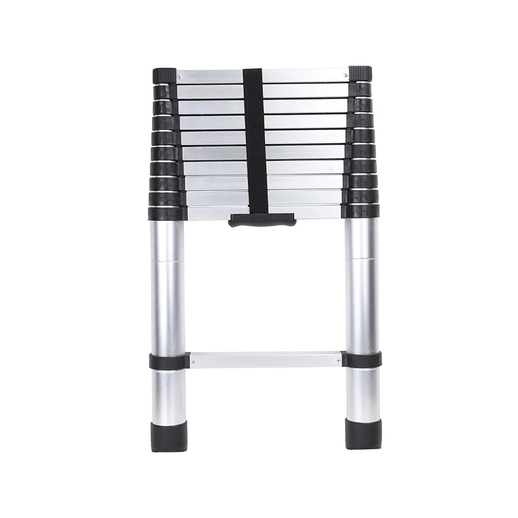 Geepas GT59047 3.2M Telescopic Ladder| Lightweight Aluminium Extendable Ladder with Compact Folding Design| Stable Support for Home, DIY and Professional Tasks|