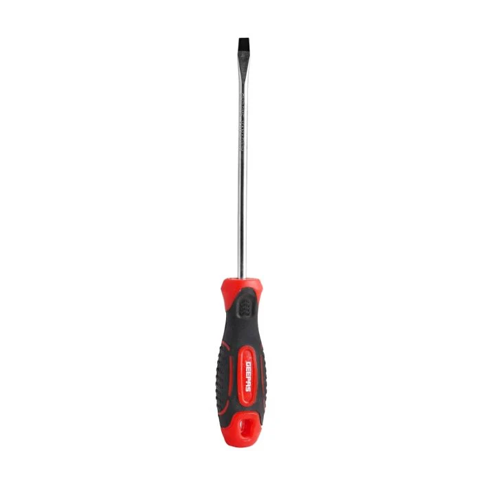 Geepas GT59093 6.5x250mm Slotted Screwdriver| CR-V steel blade, magnetic tip & ergonomic soft-grip handle| hanging hole for precision, comfort & heavy-duty use|