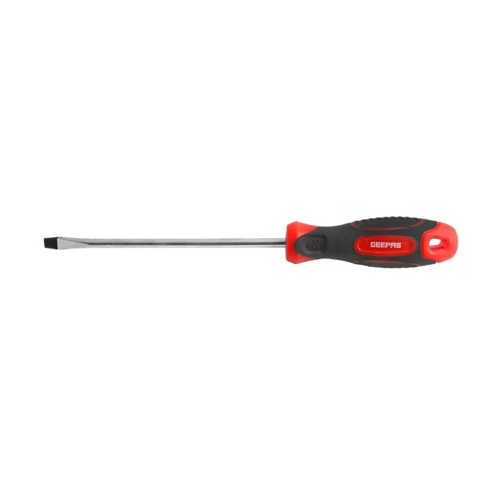 Geepas GT59093 6.5x250mm Slotted Screwdriver| CR-V steel blade, magnetic tip & ergonomic soft-grip handle| hanging hole for precision, comfort & heavy-duty use| - Image 2