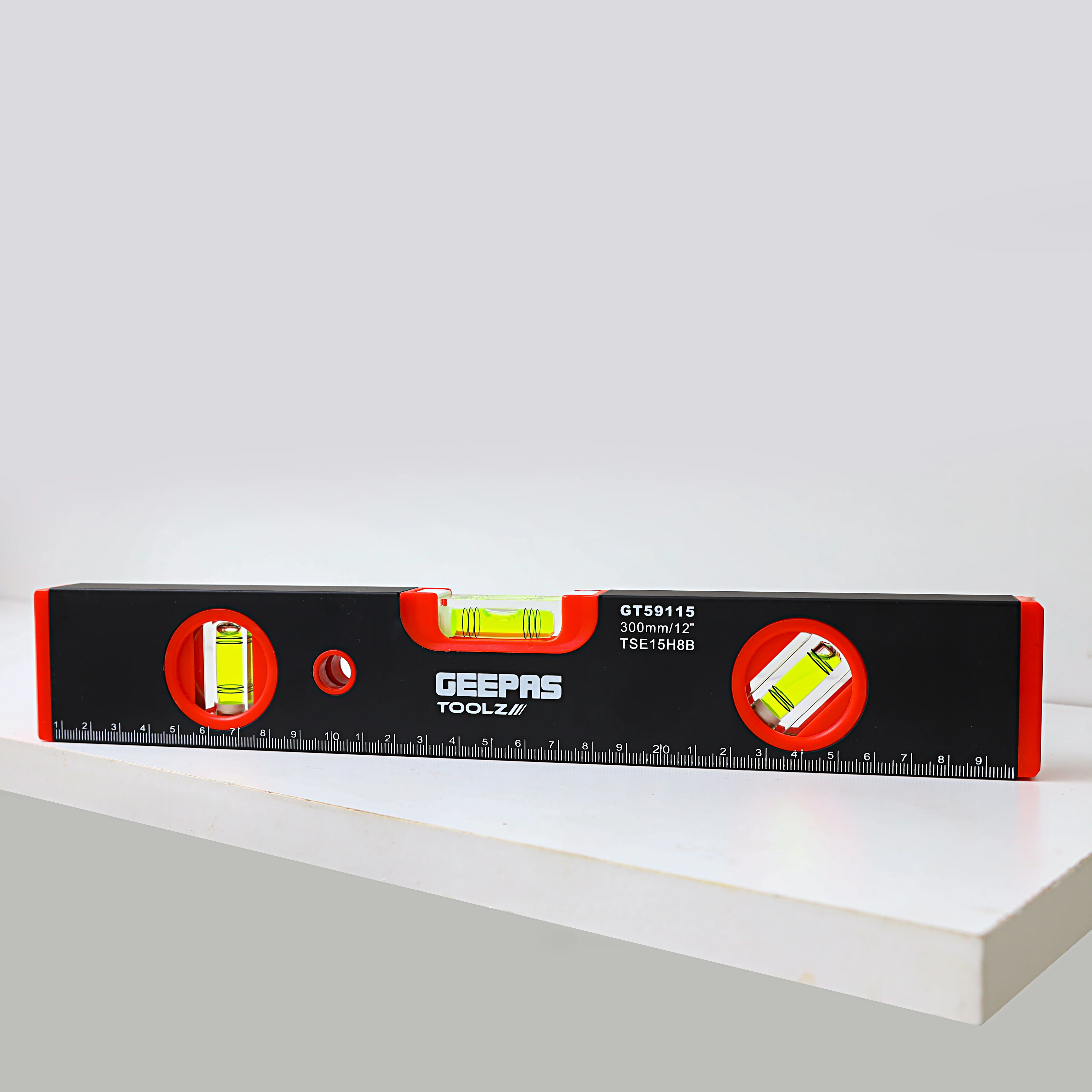 Geepas GT59115 12 Inch Spirit Level| heavy-duty aluminum frame, 3 acrylic vials & 1.0mm/m accuracy| Durable Build & precision milled surface for leveling tasks|