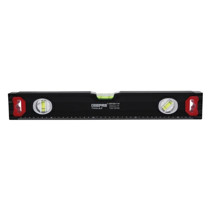 Geepas GT59119 Magnetic Pro Spirit Level| 18 Inch Heavy Duty Aluminum Frame with 3 Acrylic Vials| Durable Build, Strong Magnetic Edges & Precision Accuracy Tool|