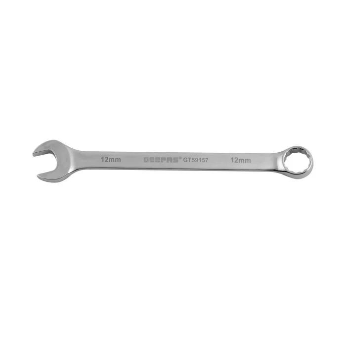 Geepas GT59157 12mm Combination Spanner| CRV Open & Box End Wrench Mirror Finish| High Strength Chrome Vanadium Steel & Professional Grade Tool for Workshop Use|