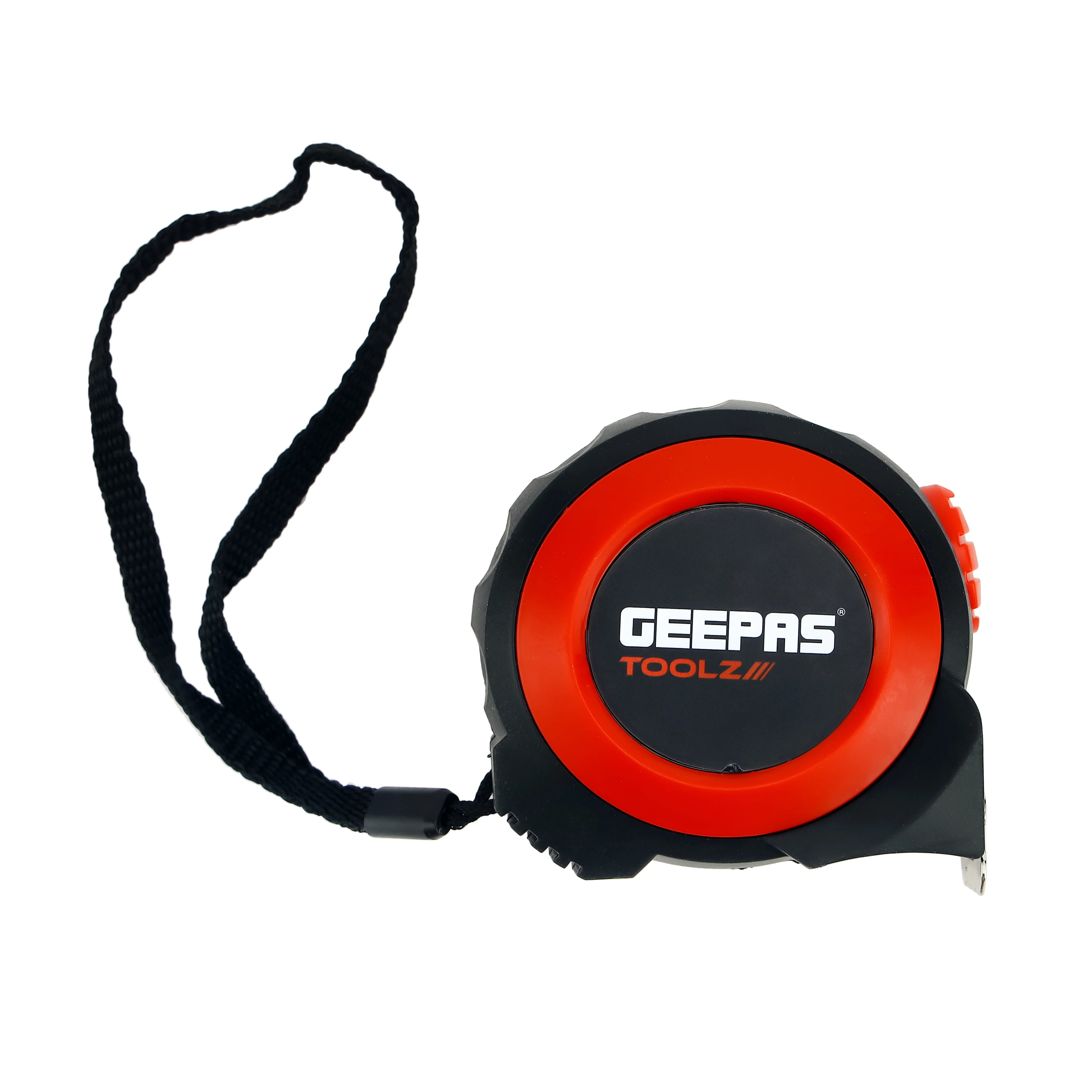 Geepas GT59237 Rubber Grip Measuring Tape | features a self-lock mechanism & high-visibility yellow blade | metric, and inch markings for accurate measurements|
