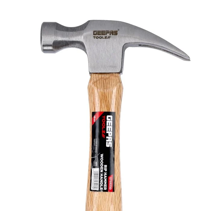 Geepas GT59250 Wooden Handle Rip Hammer 16oz| features a forged steel head & smooth striking face| curved claw for efficient nailing, pulling, and repair tasks| - Image 5
