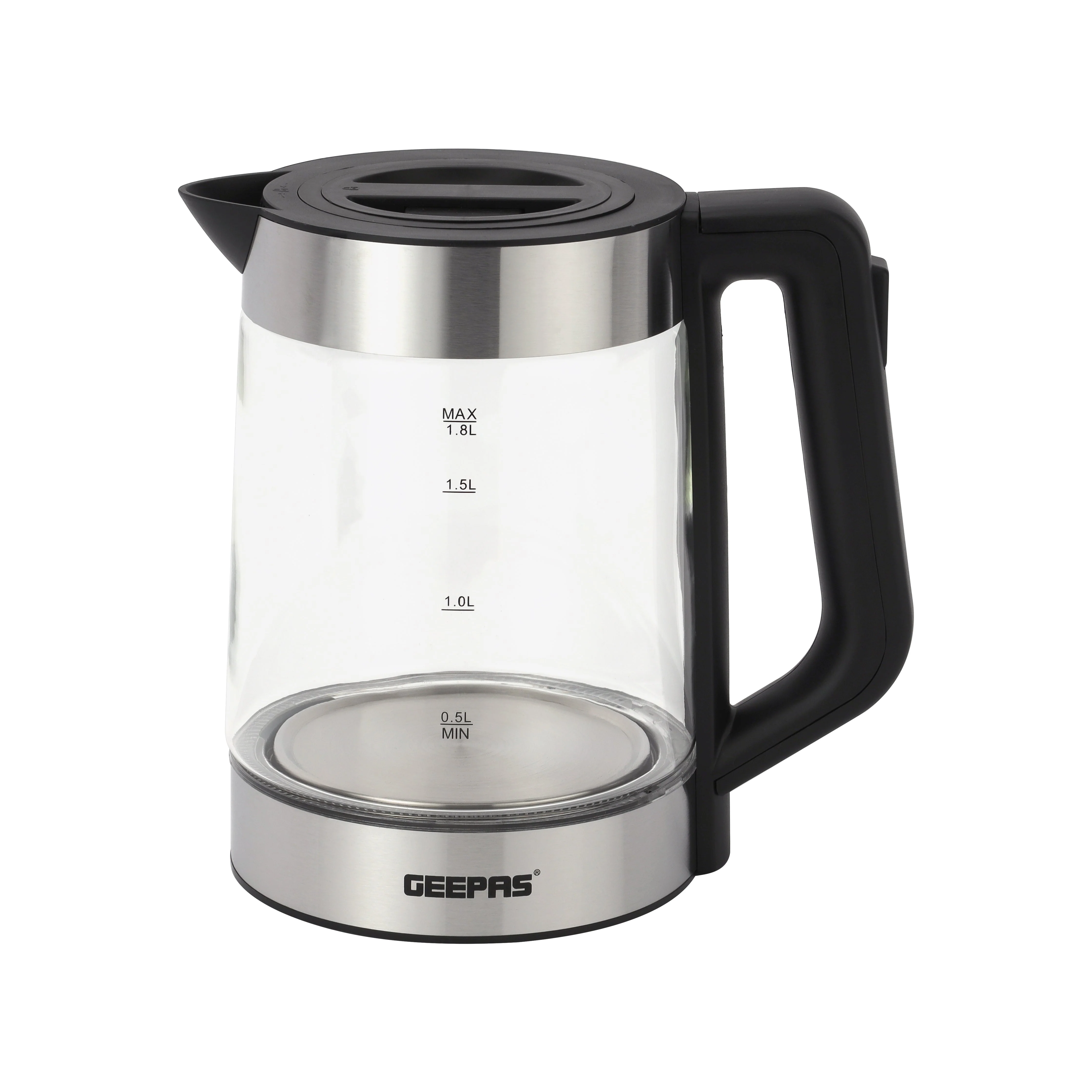 Geepas Borosilicate Glass Digital Tea Maker- GTM38065/ 1.8 L and 1.2 L, Touch Screen Control, 60W for Fast Boiling/ 2 Years Warranty, Silver and Black - Image 4