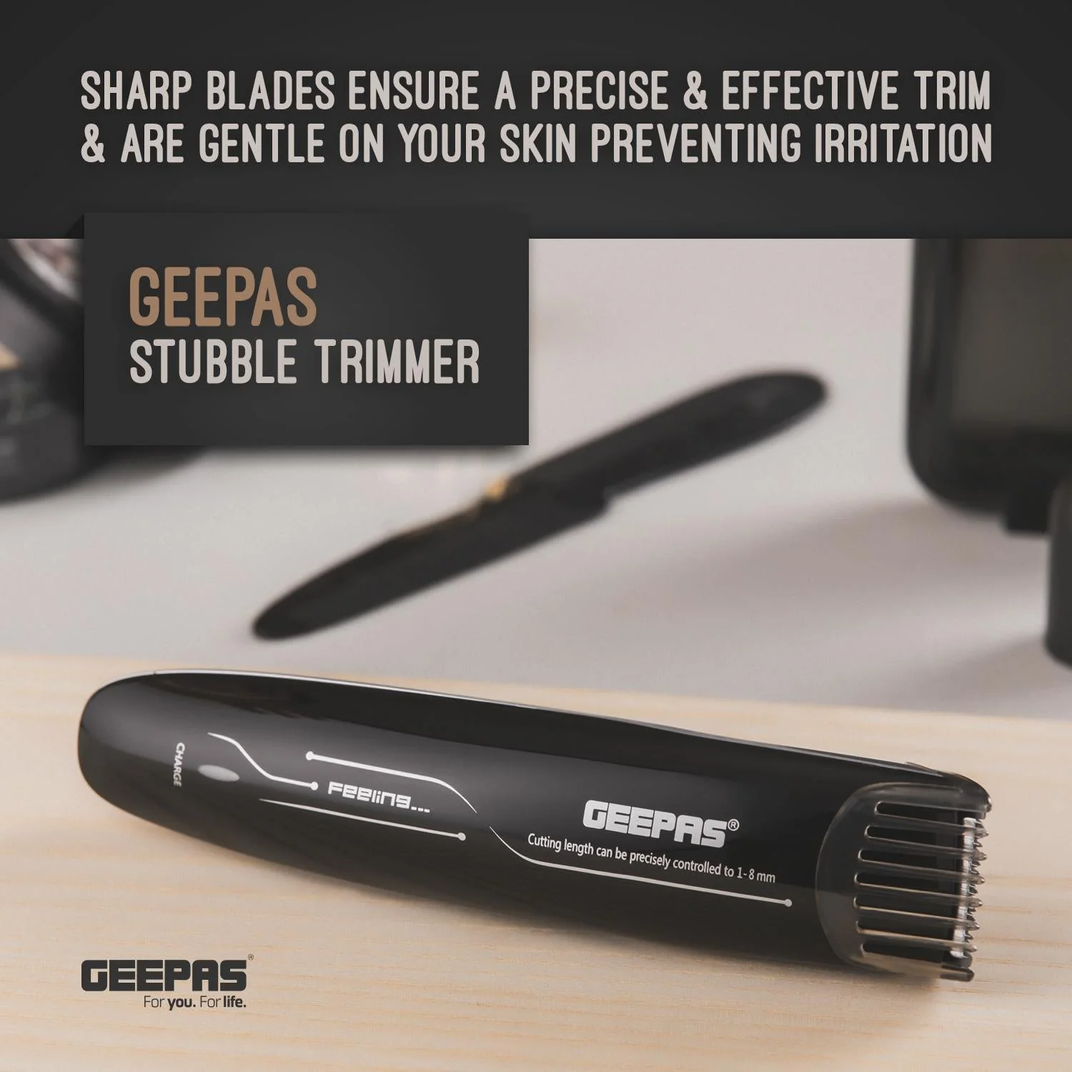 Geepas GTR56020UK Men’s Trimmer| Sharp Alloy Blade, 9-Level Adjustable Comb & Smooth Trimming| Scratch-Resistant PMMA Panel, 600mAh Battery & 45-Minute Runtime| - Image 4
