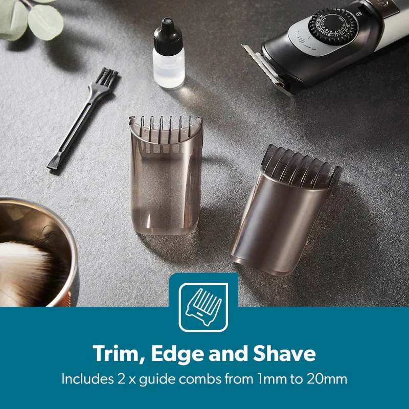 Geepas GTR56042 Rechargeable Hair Trimmer| 1500mAh Li-ion Battery, 20 Length Settings with T Stainless Steel Blade| 2 Combs (1–10mm & 11–20mm) and USB Charging| - Image 3