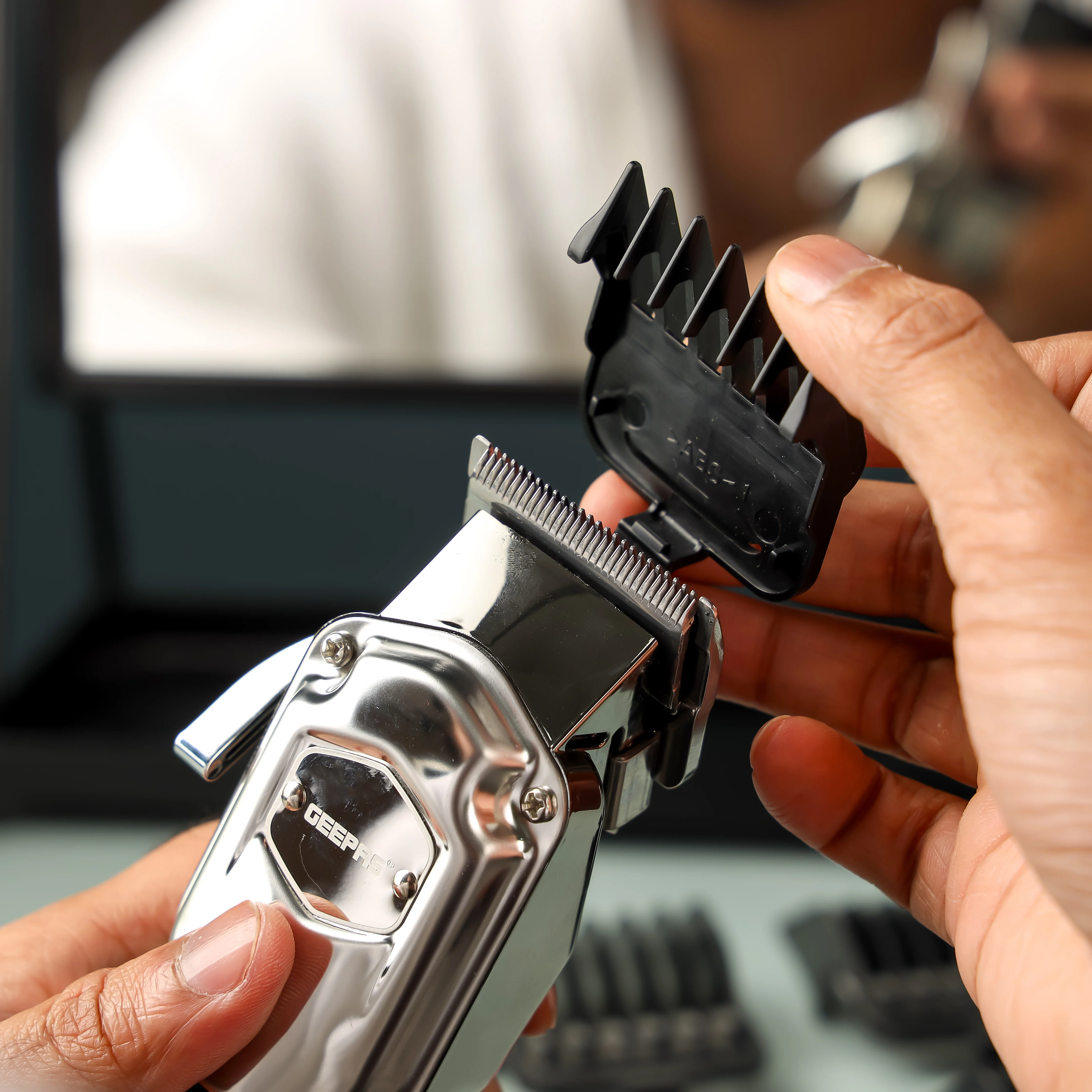 Geepas GTR57510 Cordless Rechargeable Hair & Beard Trimmer | IPX7 Waterproof |Precision Stainless Steel Blades | Adjustable Comb| Long Battery Life | 2 Years Warranty - Image 9