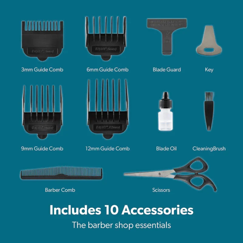 Geepas GTR8658 Professional Hair Clipper | Gold Titanium Carbon Steel Blade & Adjustable Control Lever| Magnetic Motor, 4 Detachable Combs & Barber Accessories| - Image 6