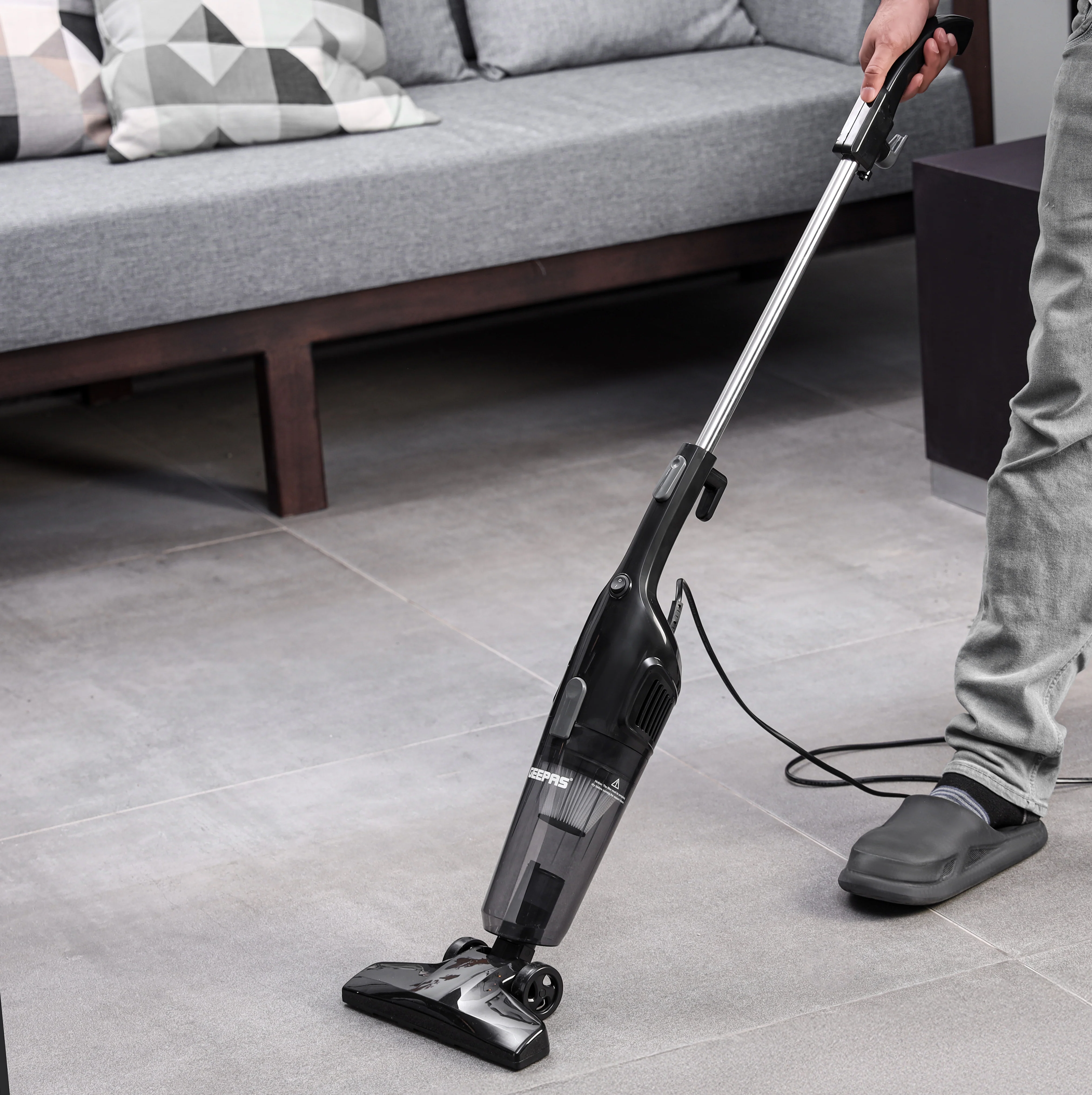 Geepas GVC19055-BK Stick & Handheld Vacuum Cleaner | 600W Powerful Suction Motor & HEPA Filter| 2-in-1 Ultra-Light Design, 1.2L Dust Capacity for Home Cleaning| - Image 2