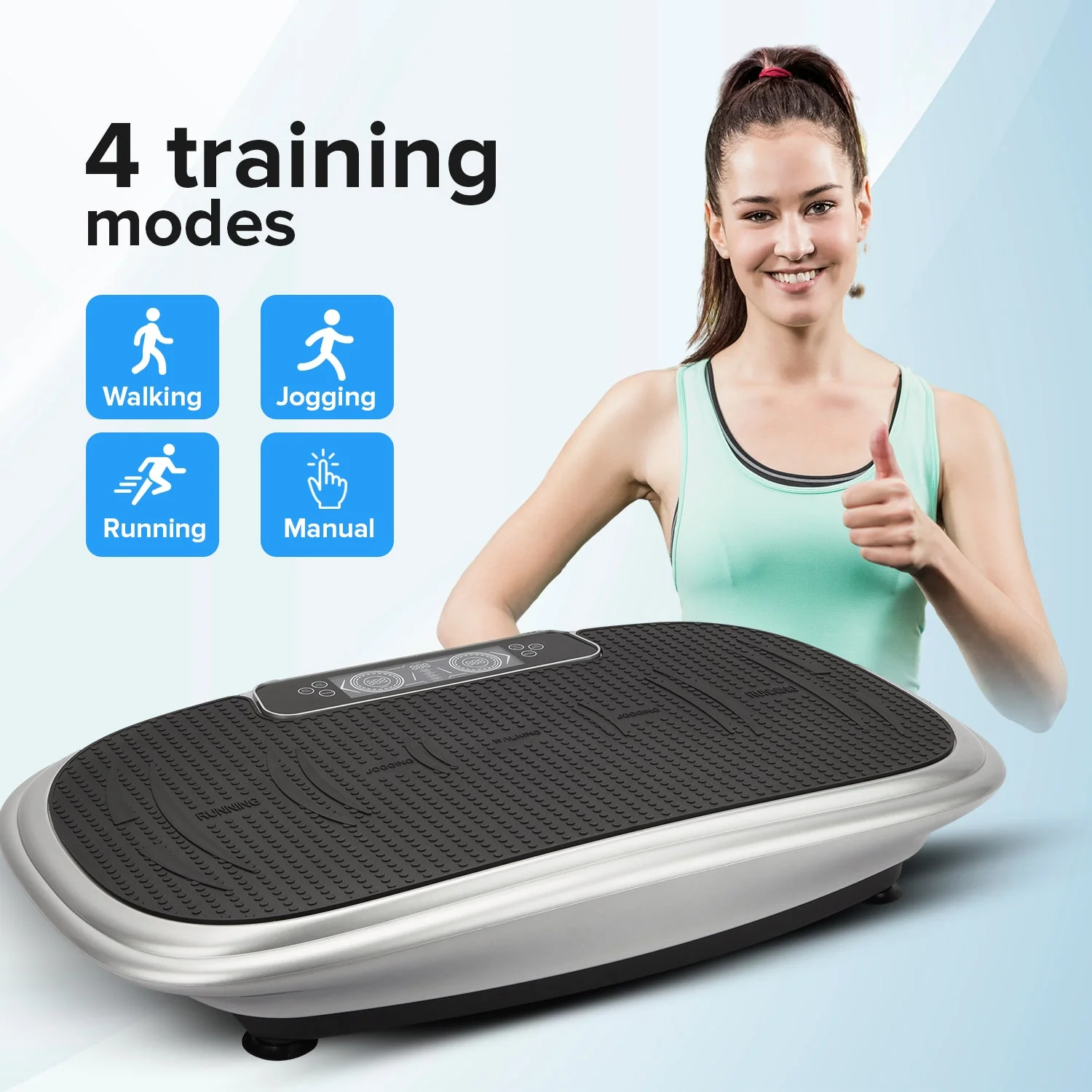 Geepas GVP86107 Vibration Plate Massager | 200W Fitness Platform, 4 Training Modes & Bluetooth Music| Touchscreen Display, Remote Control & Built-in Pull Ropes| - Image 3